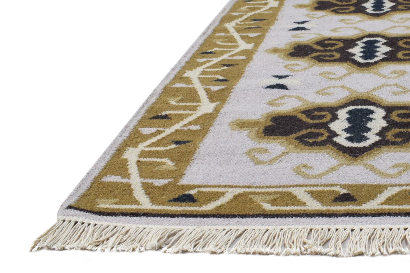 Wool Grey Rug 2' X 5' Southwestern Dhurrie American Tribal Small Carpet   7865077137557