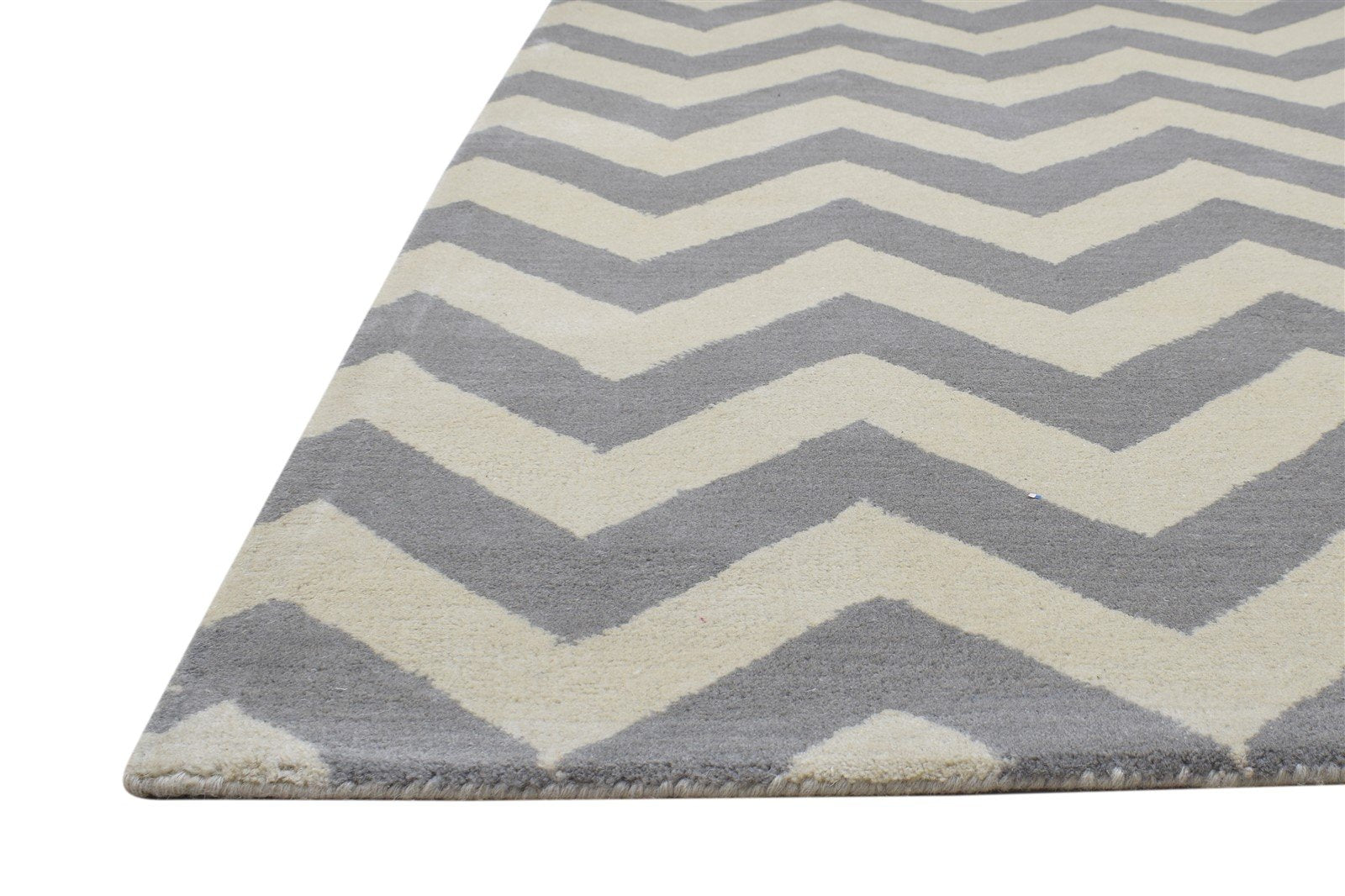 Wool Grey Rug 3' X 5' Modern Hand Tufted Scandinavian Chevron Room Size Carpet   7864306172053