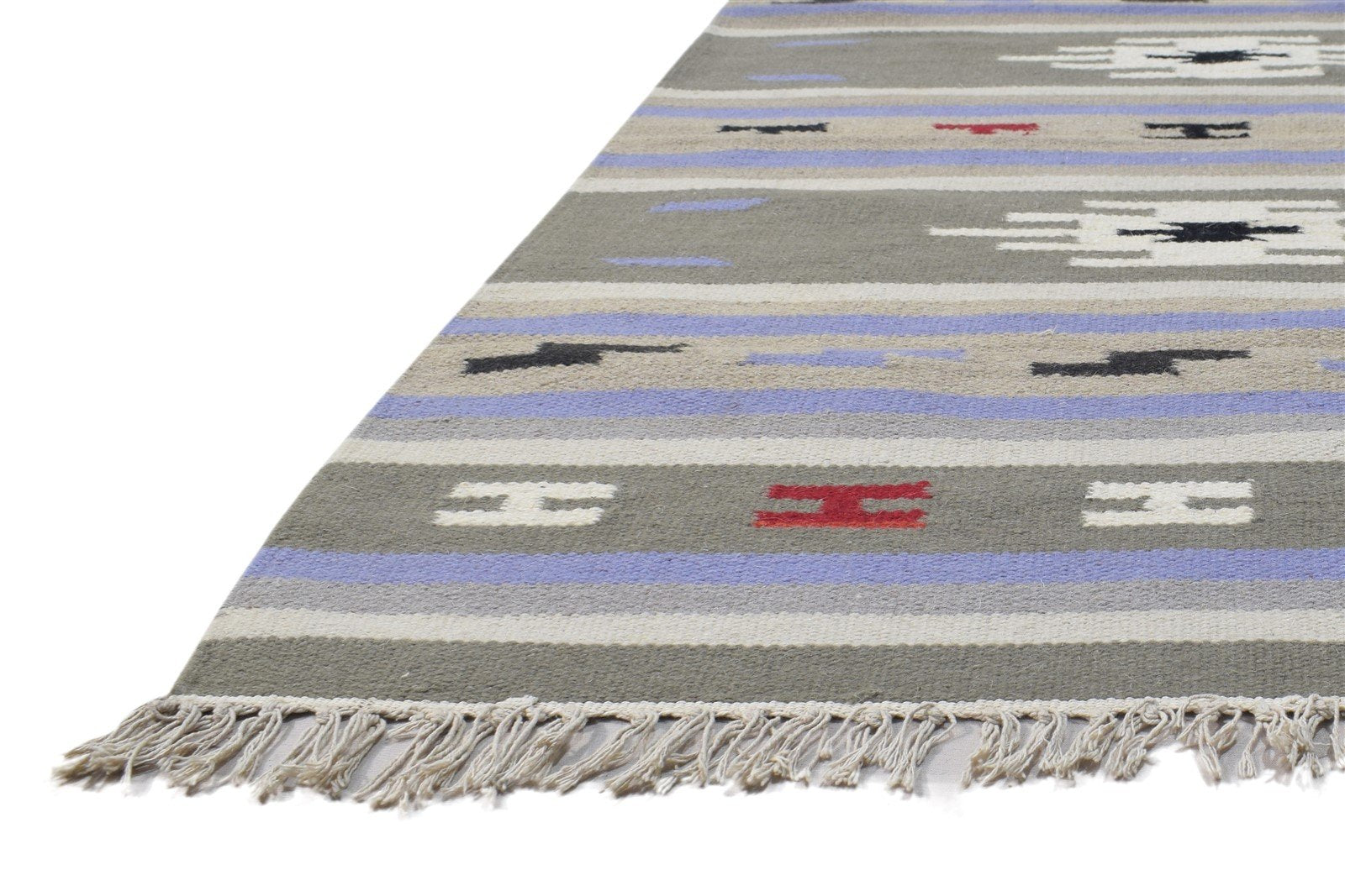 Wool Grey Rug 3' X 5' Persian Dhurrie Southwestern Tribal Small Carpet   7864383635605