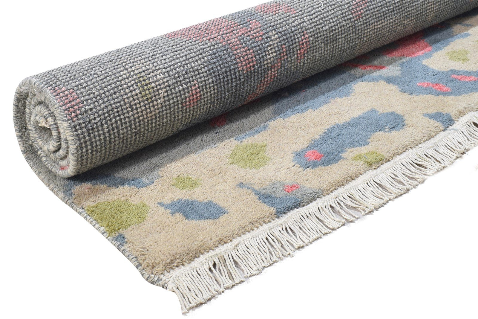 Wool Grey Rug 4' X 5' Modern Hand Knotted Bohemian Abstract Room Size Carpet   7864314167445
