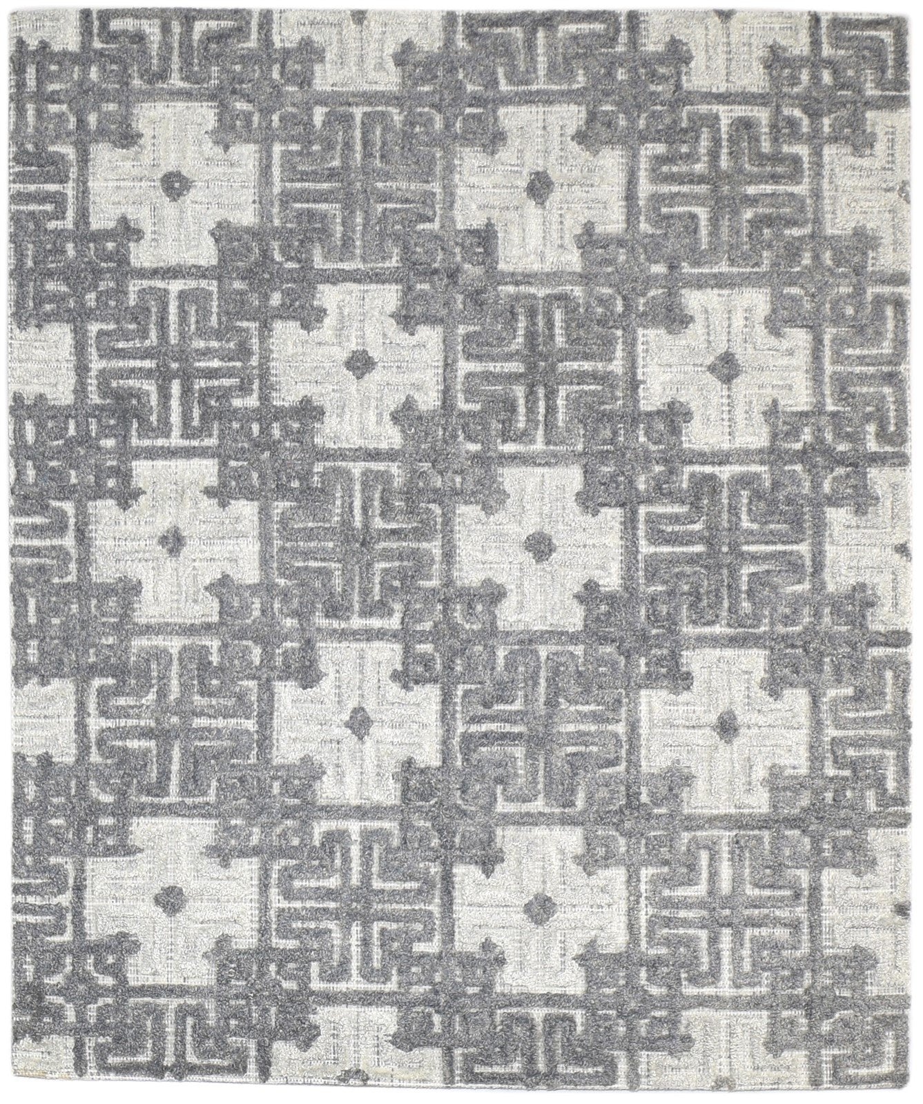 Wool Grey Rug 4' X 5' Modern Hand Tufted Scandinavian Trellis Room Size Carpet   7864143642773