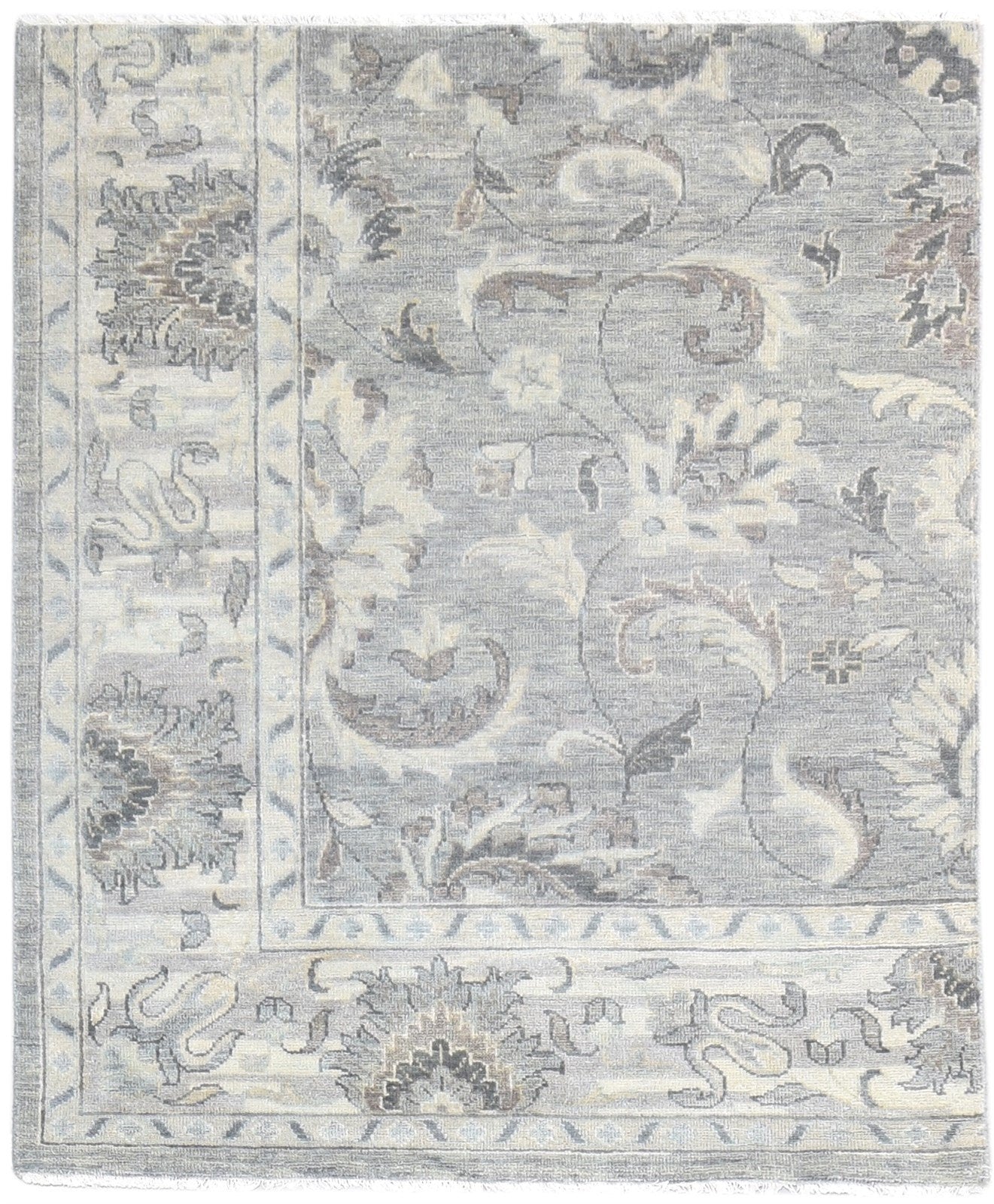 Wool Grey Rug 4' X 5' Persian Hand Knotted Oushak Oriental Room Size Carpet   7865145032853