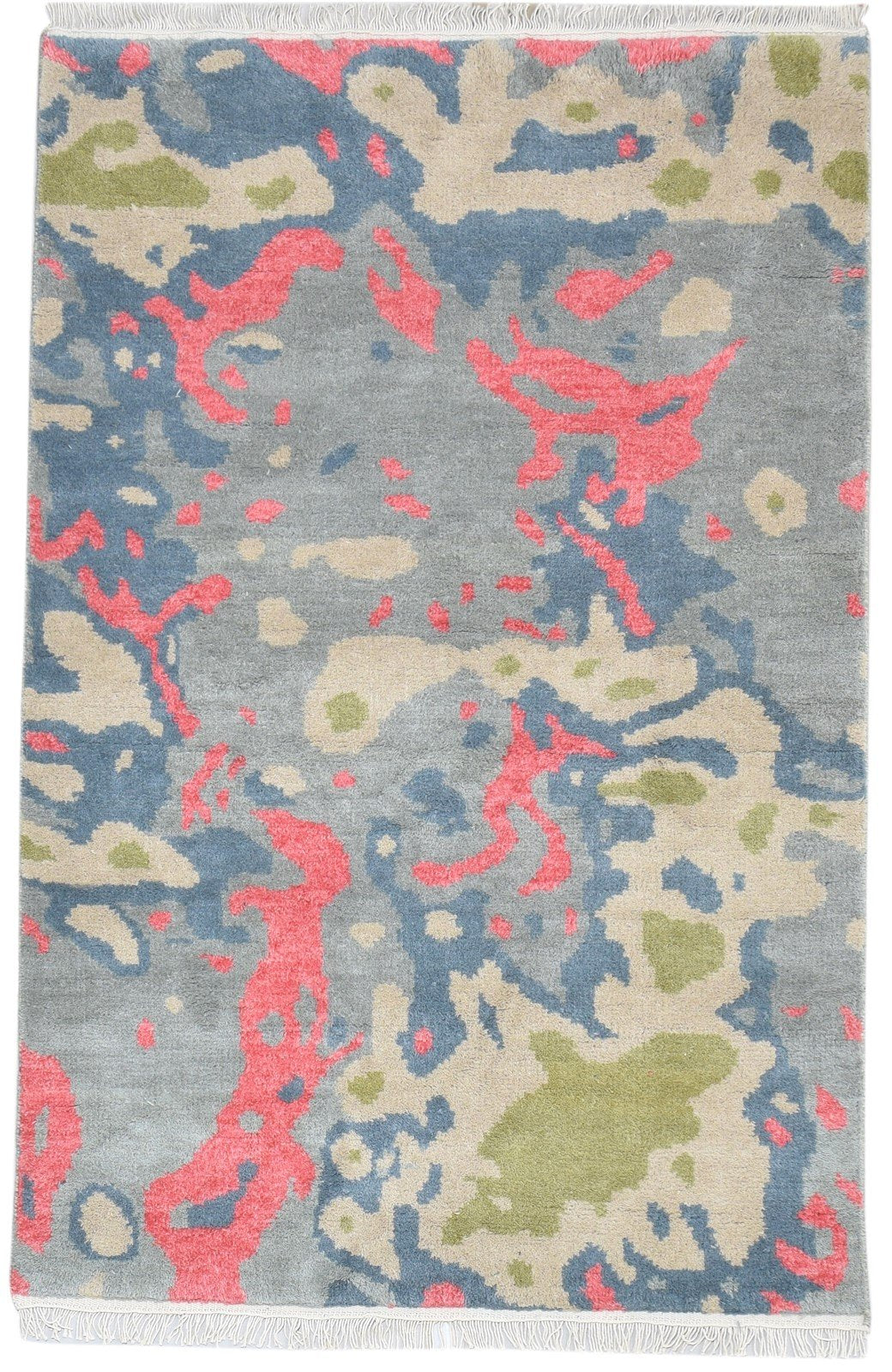 Wool Grey Rug 4' X 6' Modern Hand Knotted Bohemian Abstract Room Size Carpet   7864314626197
