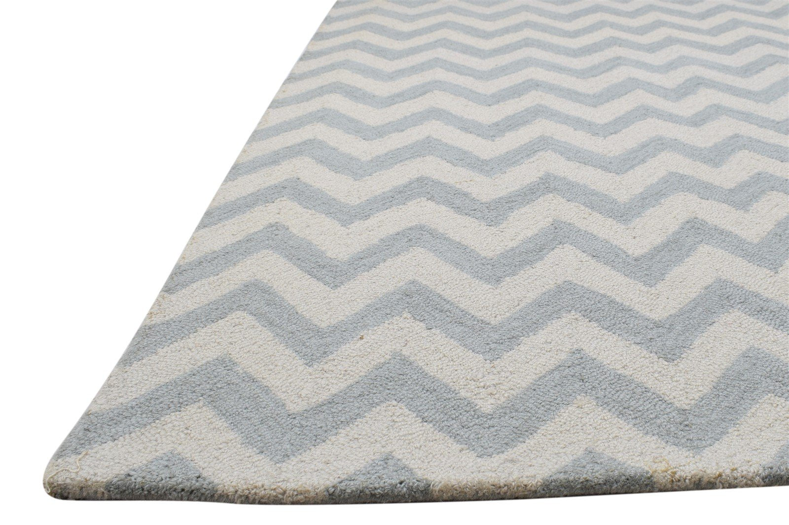 Wool Grey Rug 4' X 6' Modern Hand Tufted Scandinavian Chevron Room Size Carpet   7864308564117