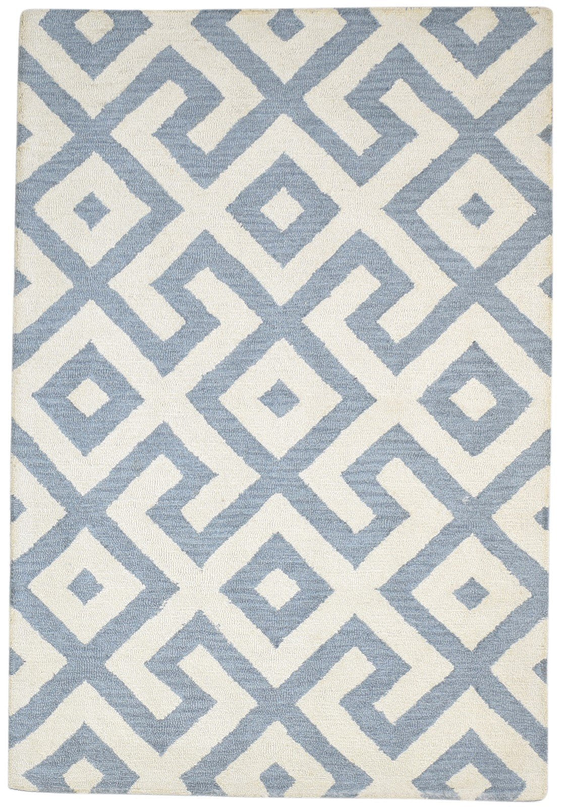 Wool Grey Rug 4' X 6' Modern Hand Tufted Scandinavian Geometric Room Size Carpet   7864308334741