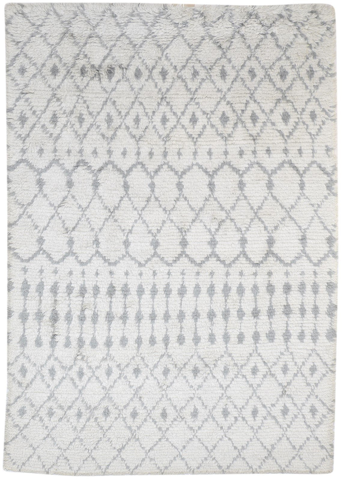 Wool Grey Rug 5' X 7' Modern Hand Knotted Moroccan Trellis Room Size Carpet   7864151081109