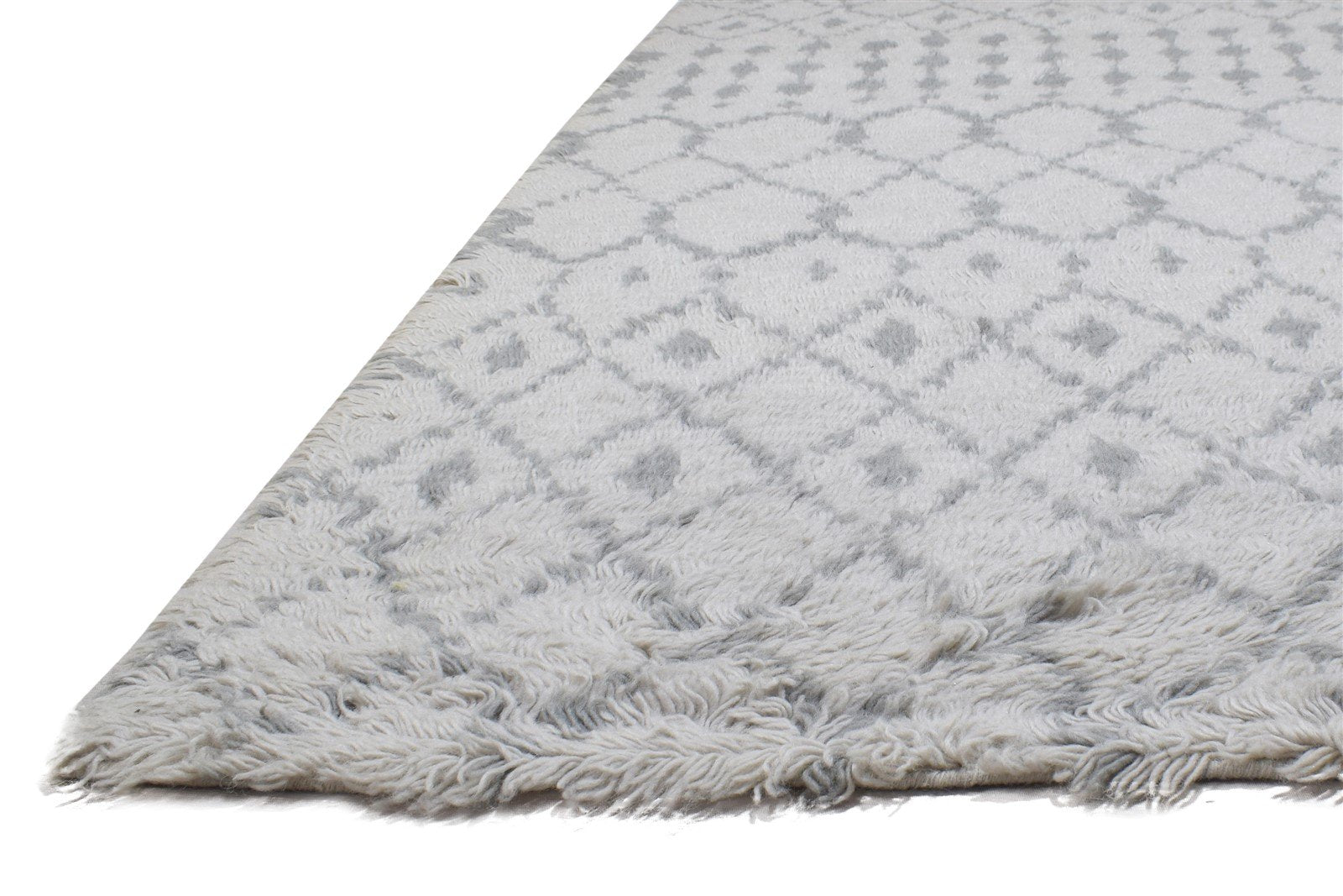 Wool Grey Rug 5' X 7' Modern Hand Knotted Moroccan Trellis Room Size Carpet   7864151081109