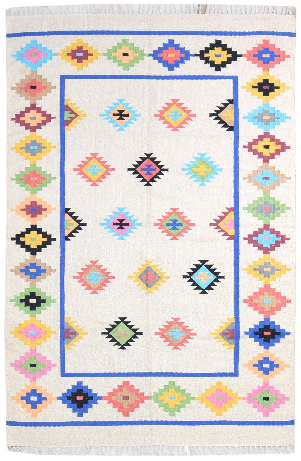 Wool Grey Rug 5' X 8' Modern Dhurrie Bohemian Geometric Room Size Carpet   7865193300117