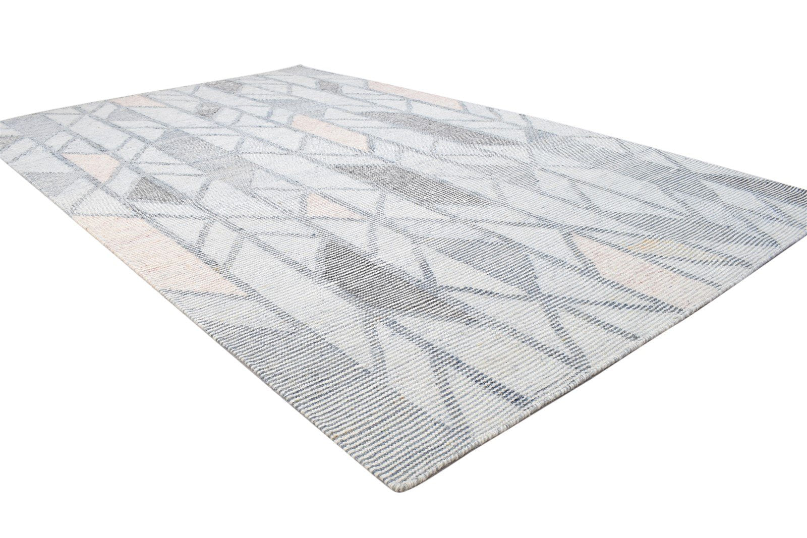 Wool Grey Rug 5' X 8' Modern Dhurrie Moroccan Geometric Room Size Carpet   7864149934229