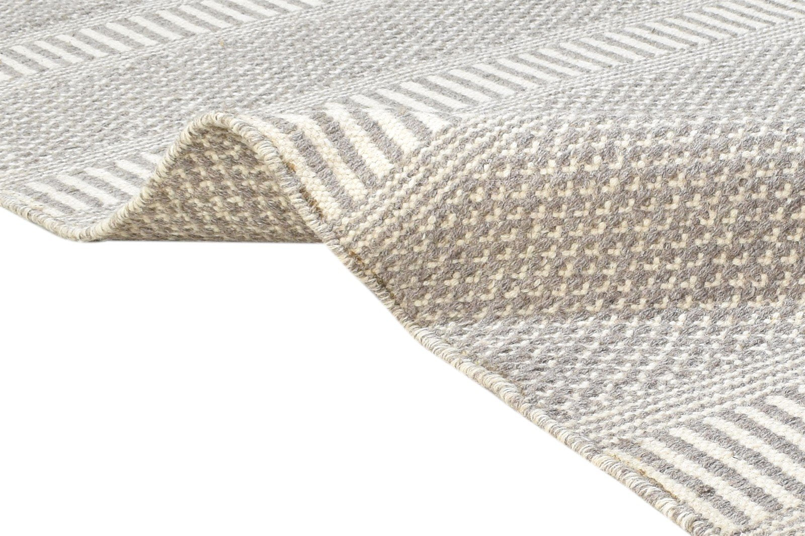 Shel Wool Grey Rug 5' X 8' Modern Dhurrie Scandinavian Grass Trellis   7864460869781