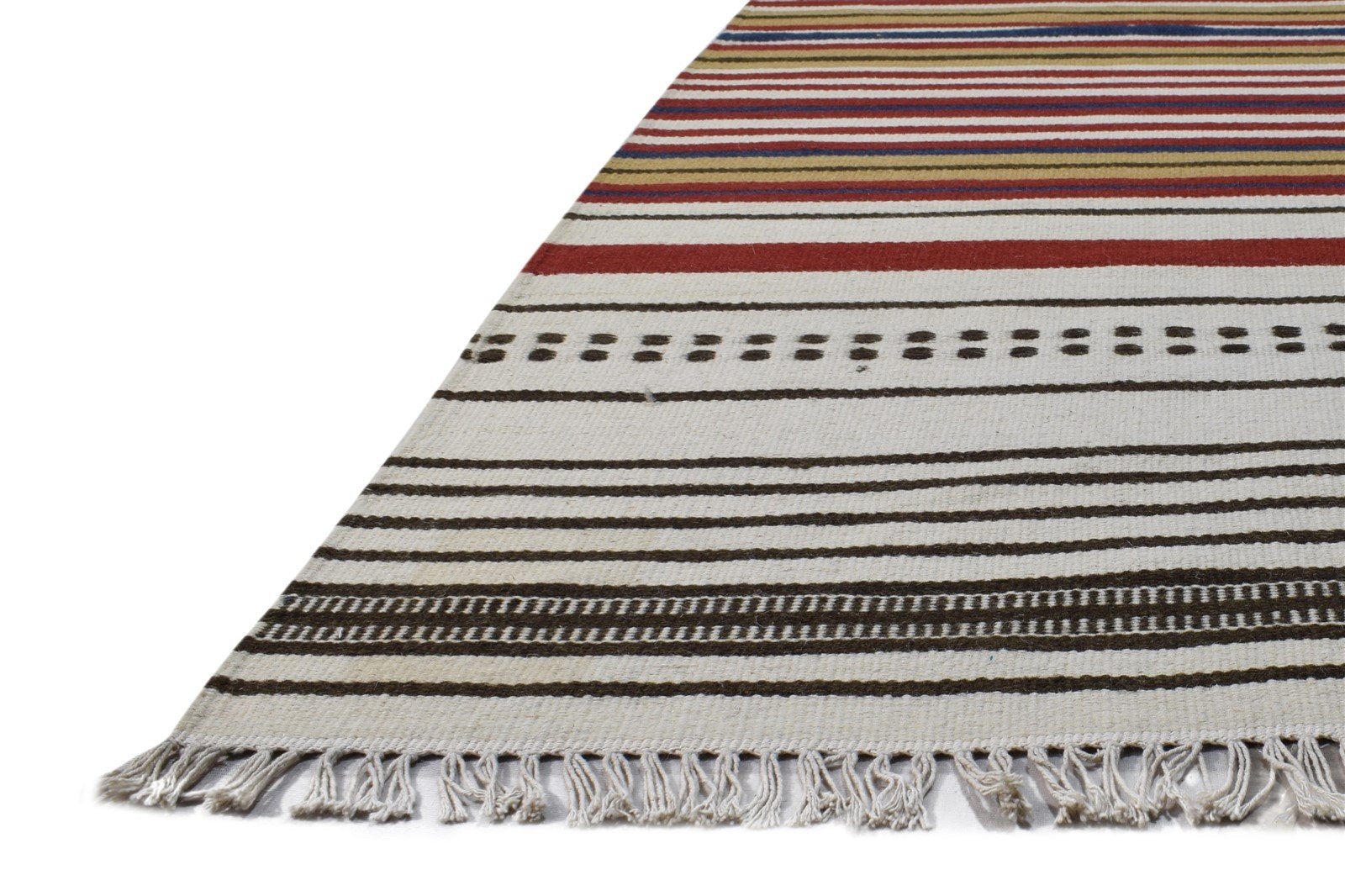 Wool Grey Rug 5' X 8' Modern Dhurrie Scandinavian Striped Room Size Carpet   7865192218773
