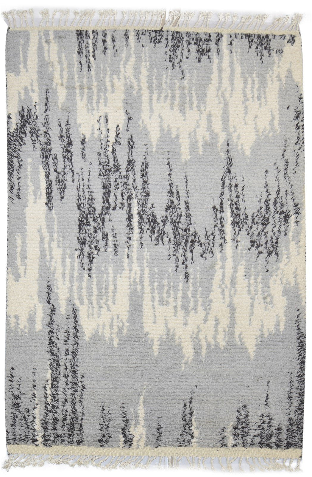 Wool Grey Rug 5' X 8' Modern Hand Knotted Indian Ikat Room Size Carpet   7864513036437