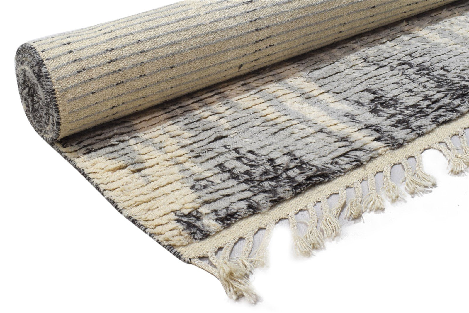 Wool Grey Rug 5' X 8' Modern Hand Knotted Indian Ikat Room Size Carpet   7864513036437