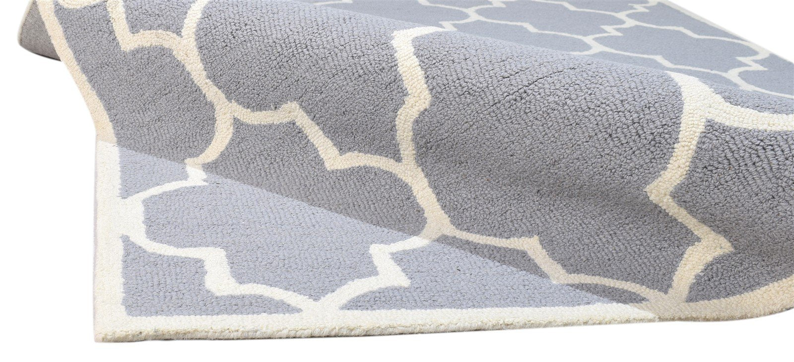 Hedy Wool Grey Rug 5' X 8' Modern Hand Tufted Moroccan Trellis   7860685176981