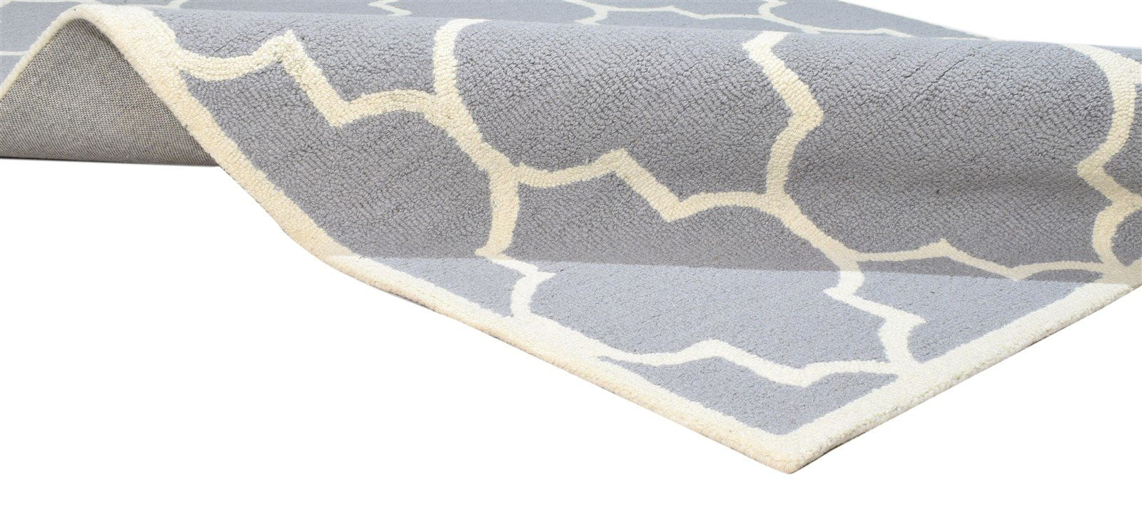 Hedy Wool Grey Rug 5' X 8' Modern Hand Tufted Moroccan Trellis   7860685176981
