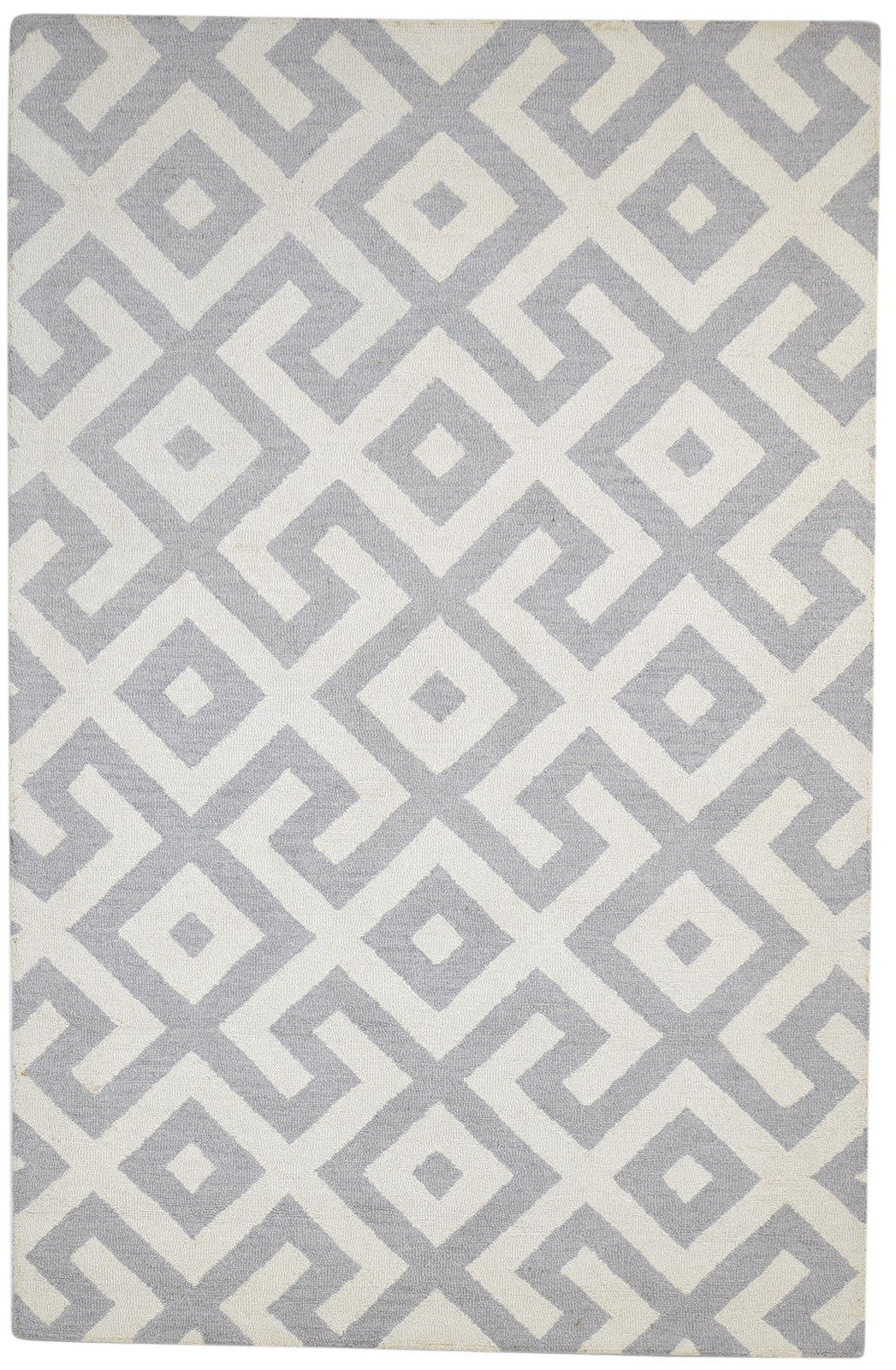 Wool Grey Rug 5' X 8' Modern Hand Tufted Scandinavian Geometric Room Size Carpet   7864242765973