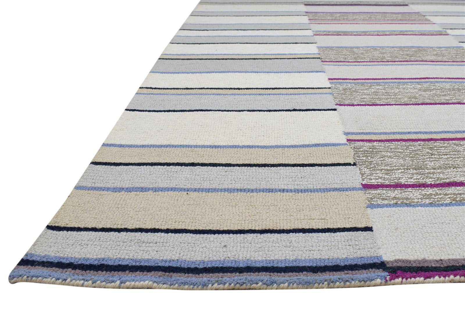 Wool Grey Rug 5' X 8' Modern Hand Tufted Scandinavian Striped Room Size Carpet   7864277368981