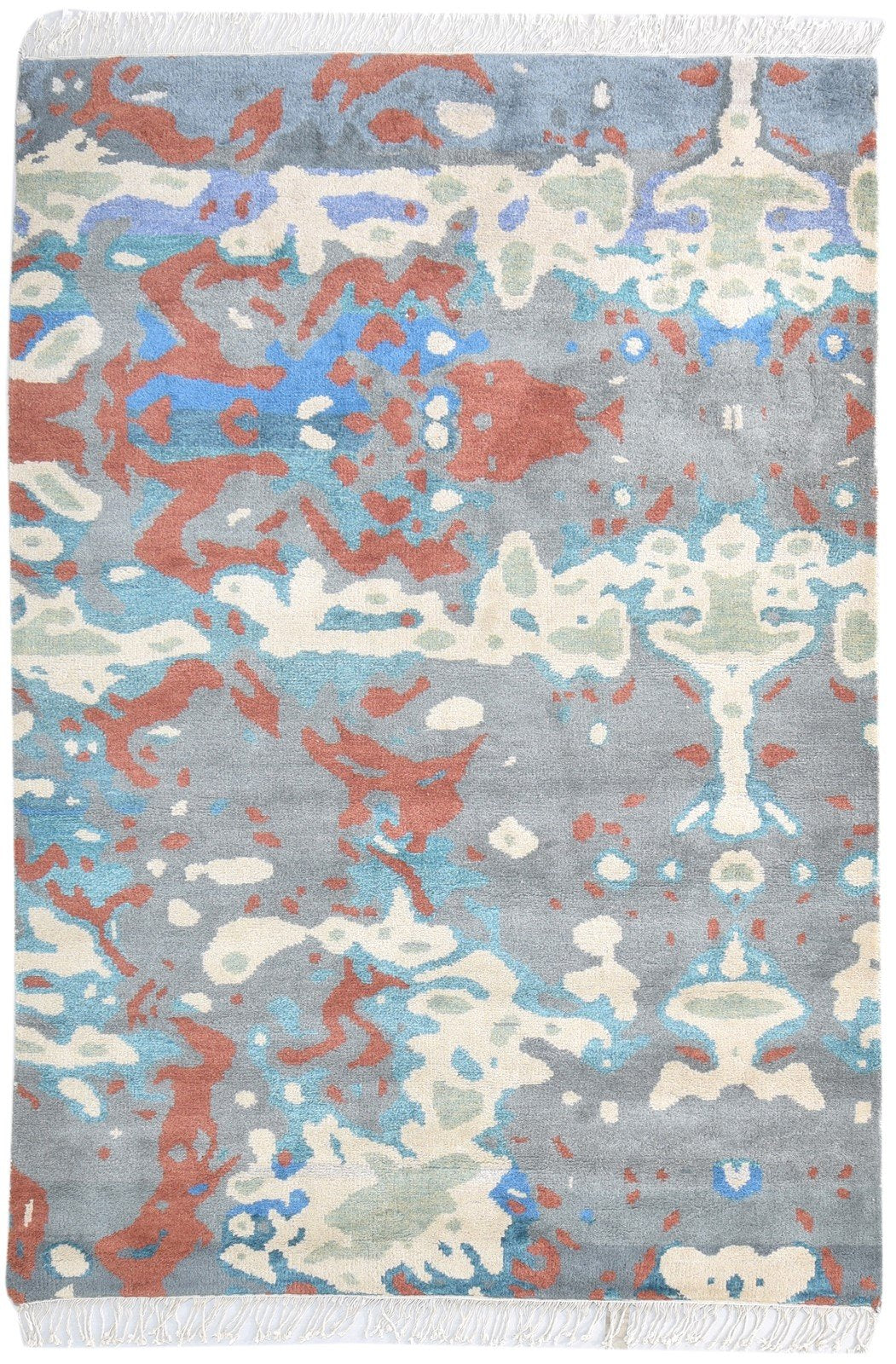 Wool Grey Rug 6' X 9' Modern Hand Knotted Bohemian Abstract Room Size Carpet   7864941510805