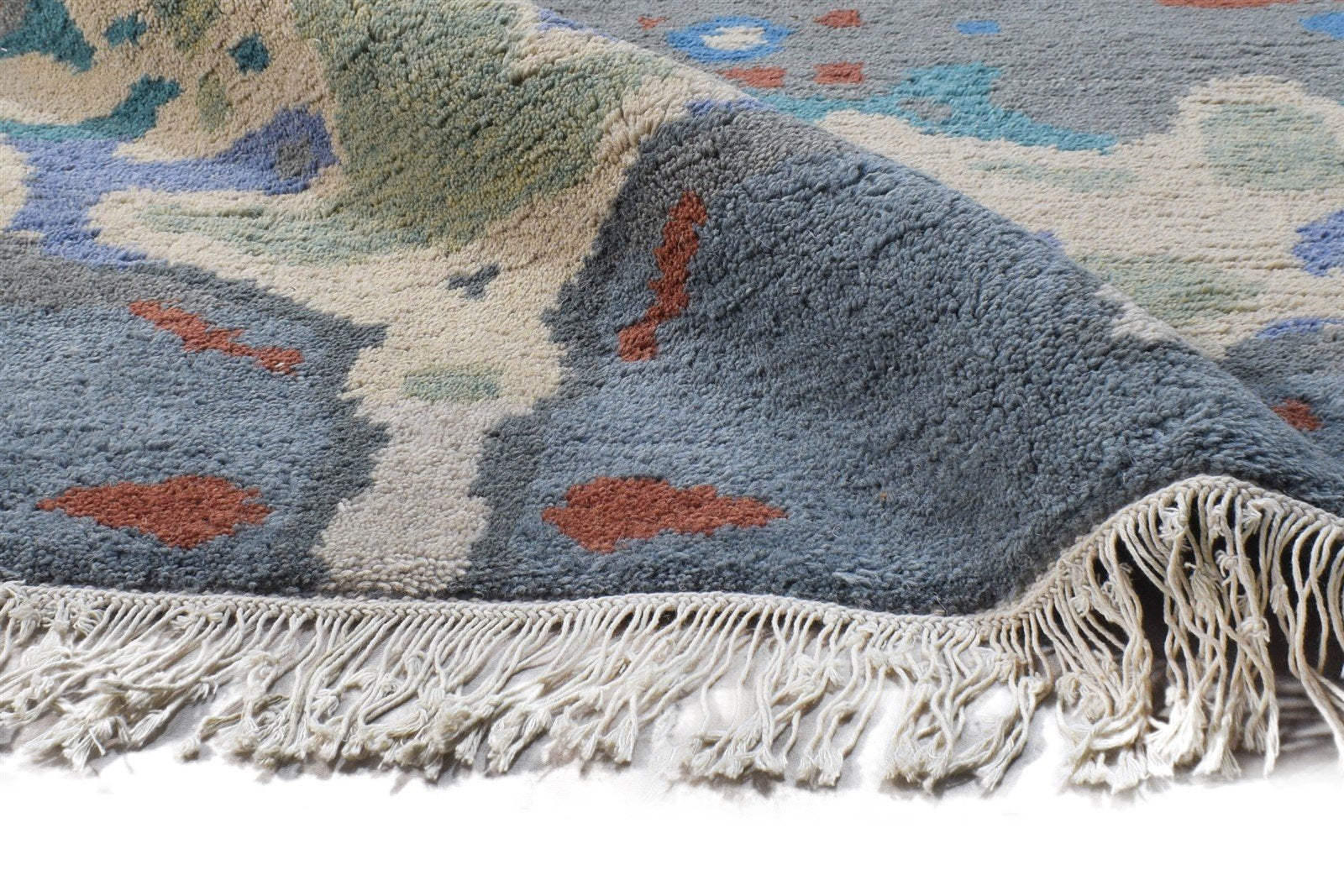Fanya Wool Grey Rug 6' X 9' Modern Hand Knotted Bohemian Abstract   7864941510805