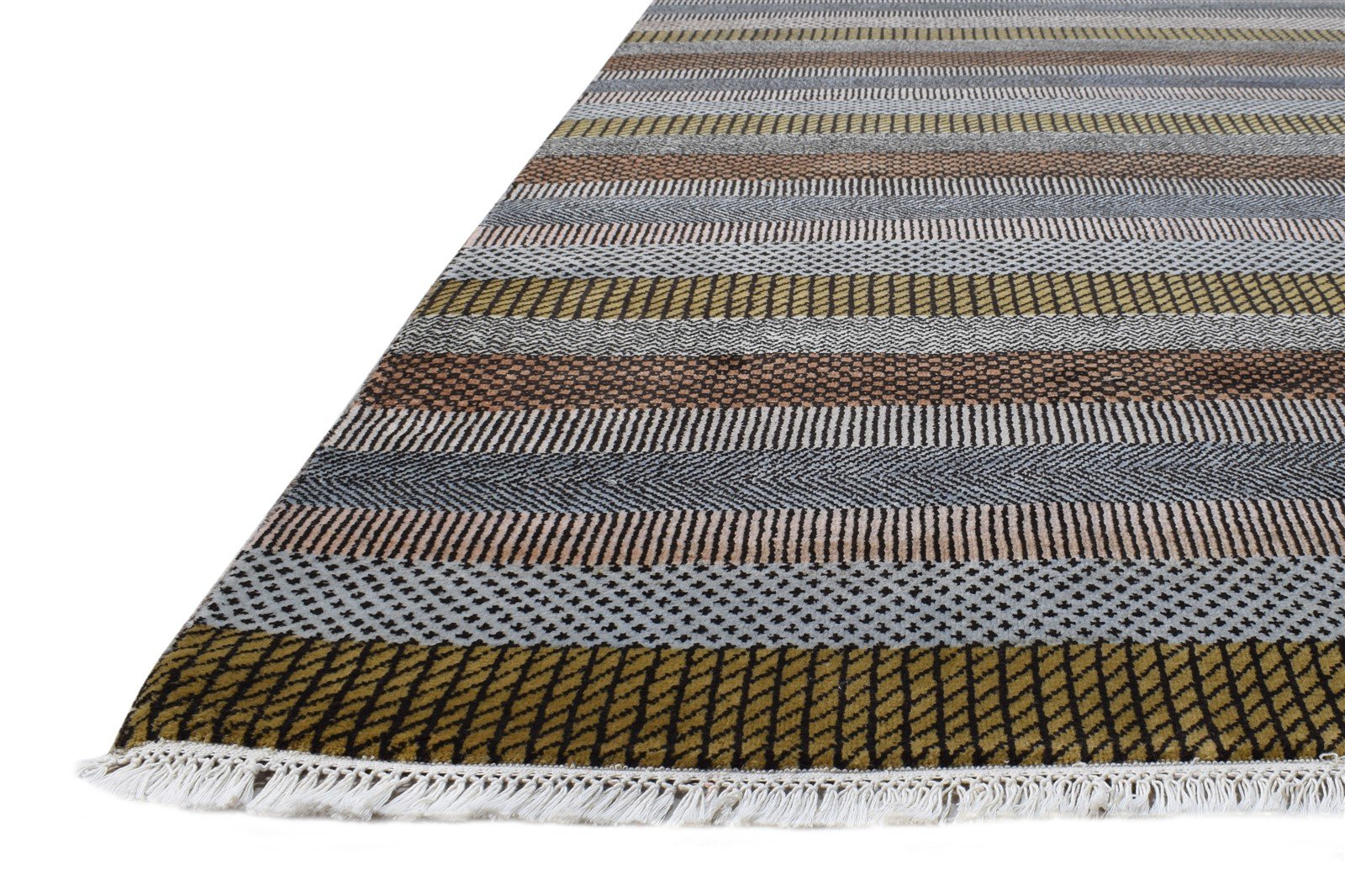 Wool Grey Rug 8' X 10' Modern Hand Knotted Agra Grass Trellis Large Carpet   7865149325461