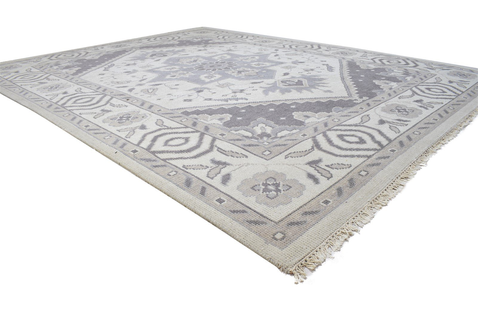 Wool Grey Rug 8' X 10' Persian Hand Knotted Heriz-Indian Oriental Large Carpet   7864175558805