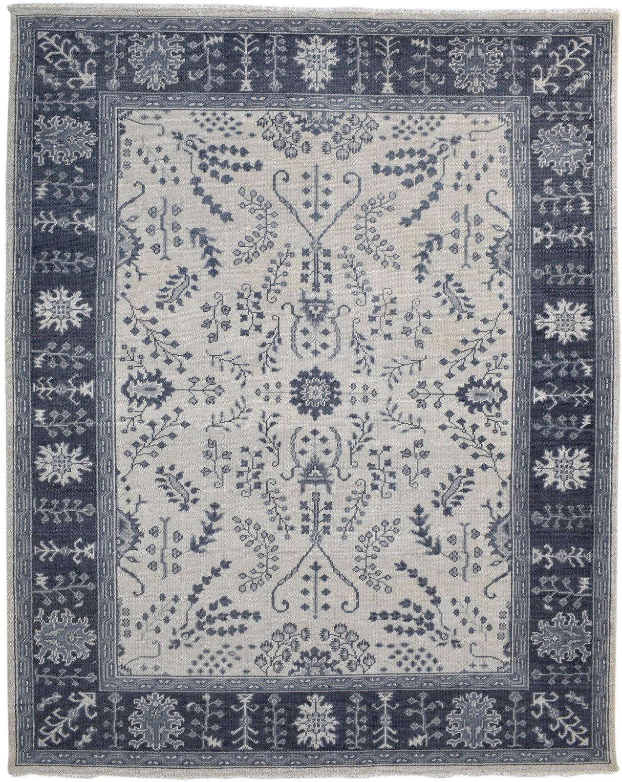 Wool Grey Rug 8' X 10' Persian Hand Knotted Sarouk-Indian Oriental Large Carpet   7860688060565