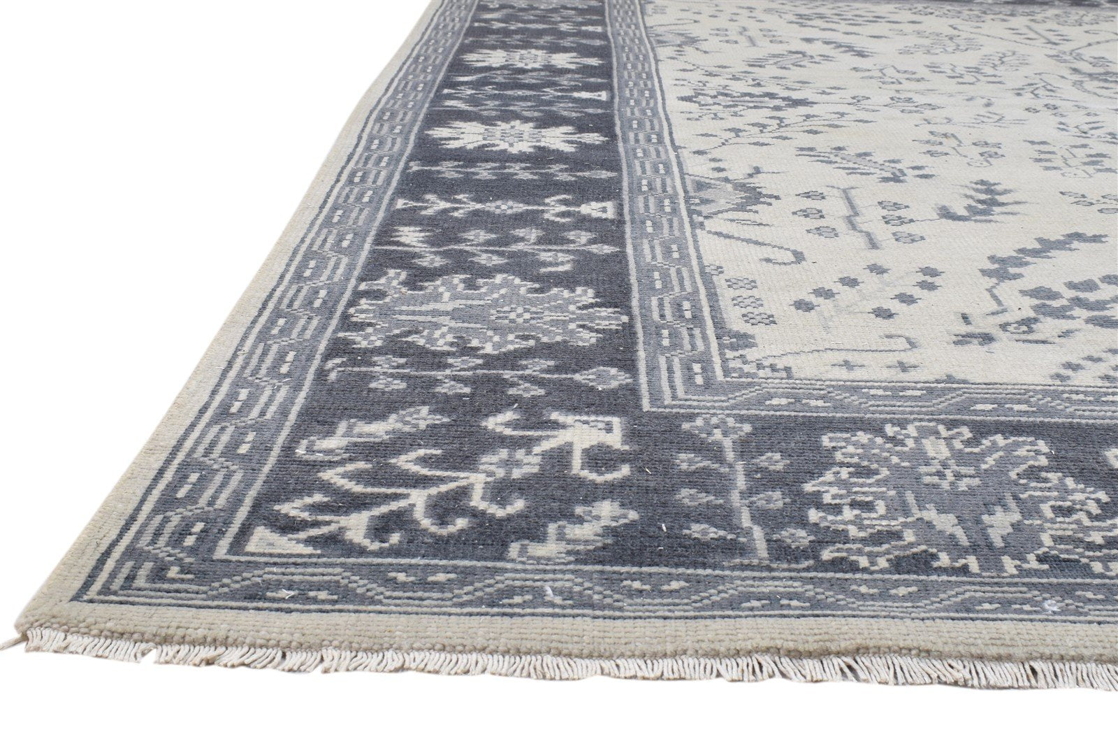 Wool Grey Rug 8' X 10' Persian Hand Knotted Sarouk-Indian Oriental Large Carpet   7860688060565