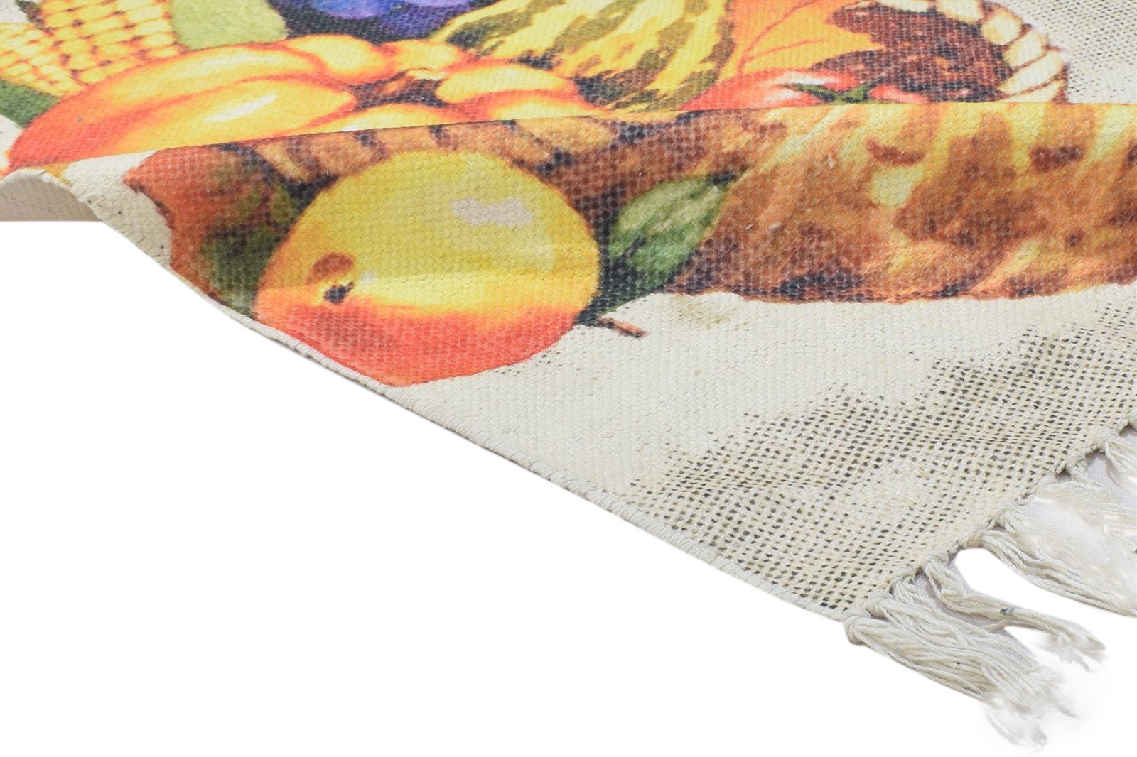 Wool Ivory Rug 2' X 3' Modern Hand Woven Indian Fruits Small Carpet   7864087871637