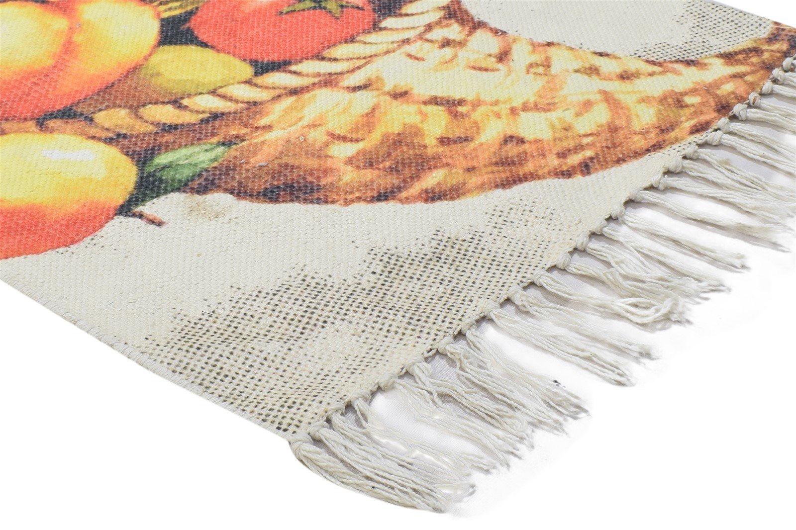 Wool Ivory Rug 2' X 3' Modern Hand Woven Indian Fruits Small Carpet   7864087871637
