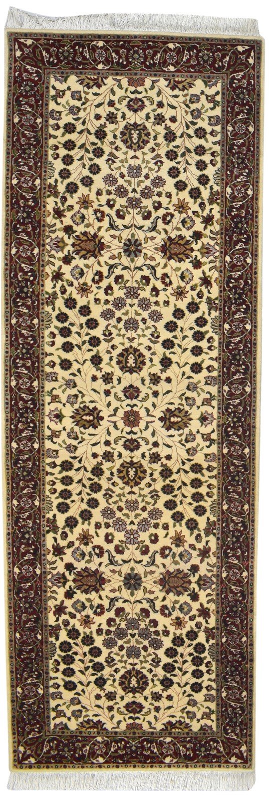 Wool Ivory Rug 3' X 8' Persian Hand Knotted Heriz-Indian Oriental Small Runner   7864089444501