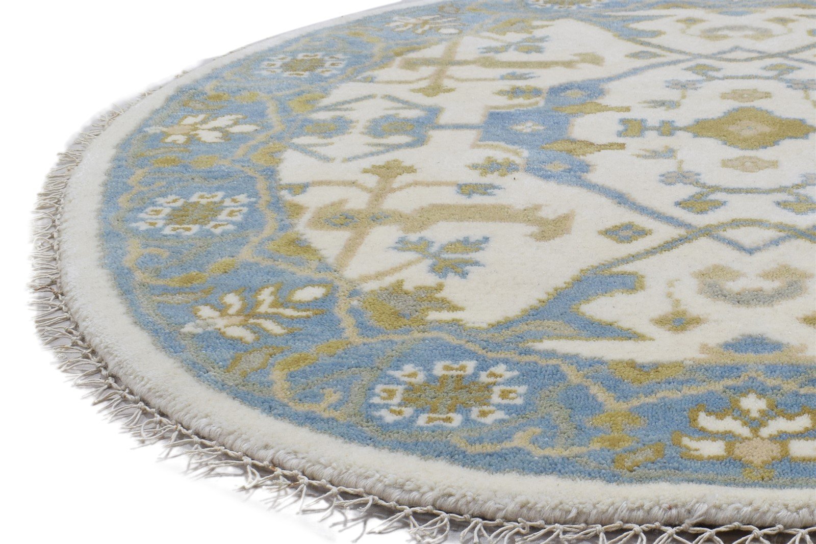 Wool Ivory Rug 4' X 4' Persian Hand Knotted Oushak Oriental Room Size Round   7864835702933