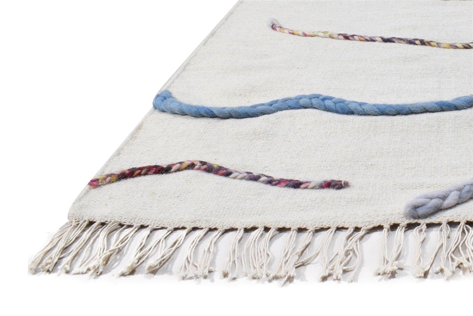 Wool Ivory Rug 4' X 6' Modern Hand Woven Scandinavian Abstract Room Size Carpet   7865004753045