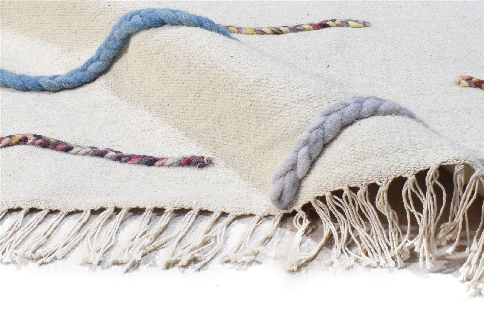 Wool Ivory Rug 4' X 6' Modern Hand Woven Scandinavian Abstract Room Size Carpet   7865004753045