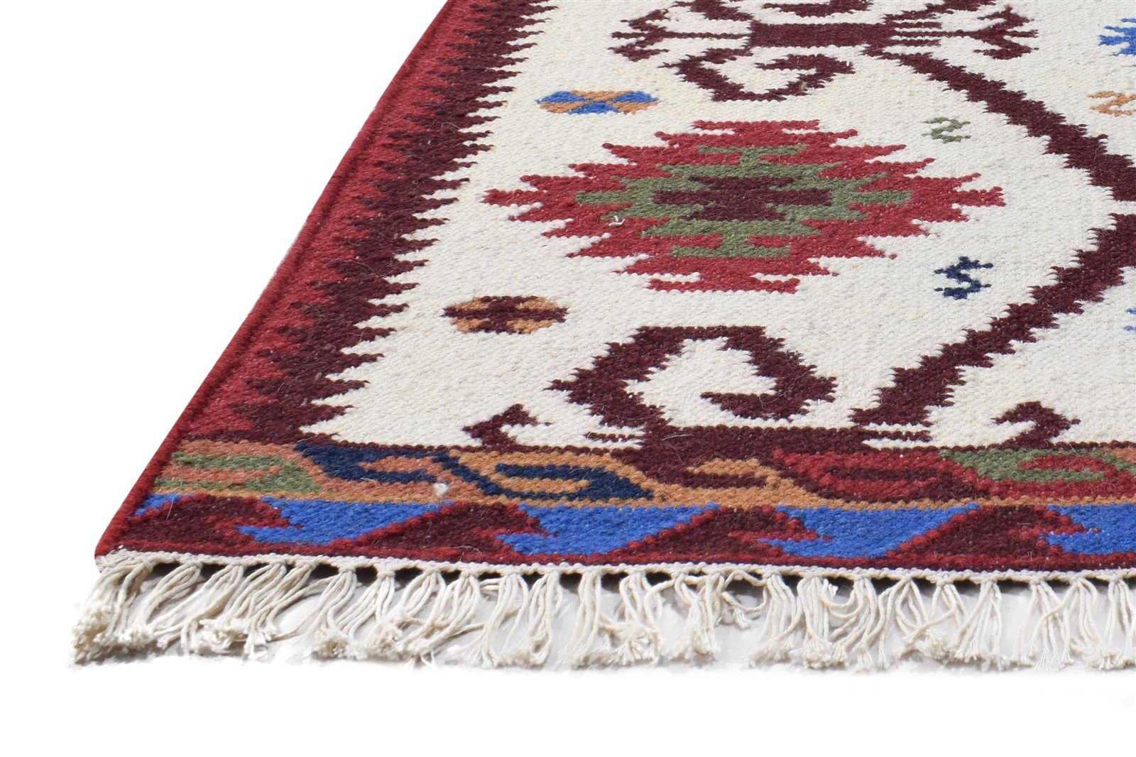 Wool Ivory Rug 4' X 6' Persian Dhurrie Southwestern Tribal Room Size Carpet   7864993153173