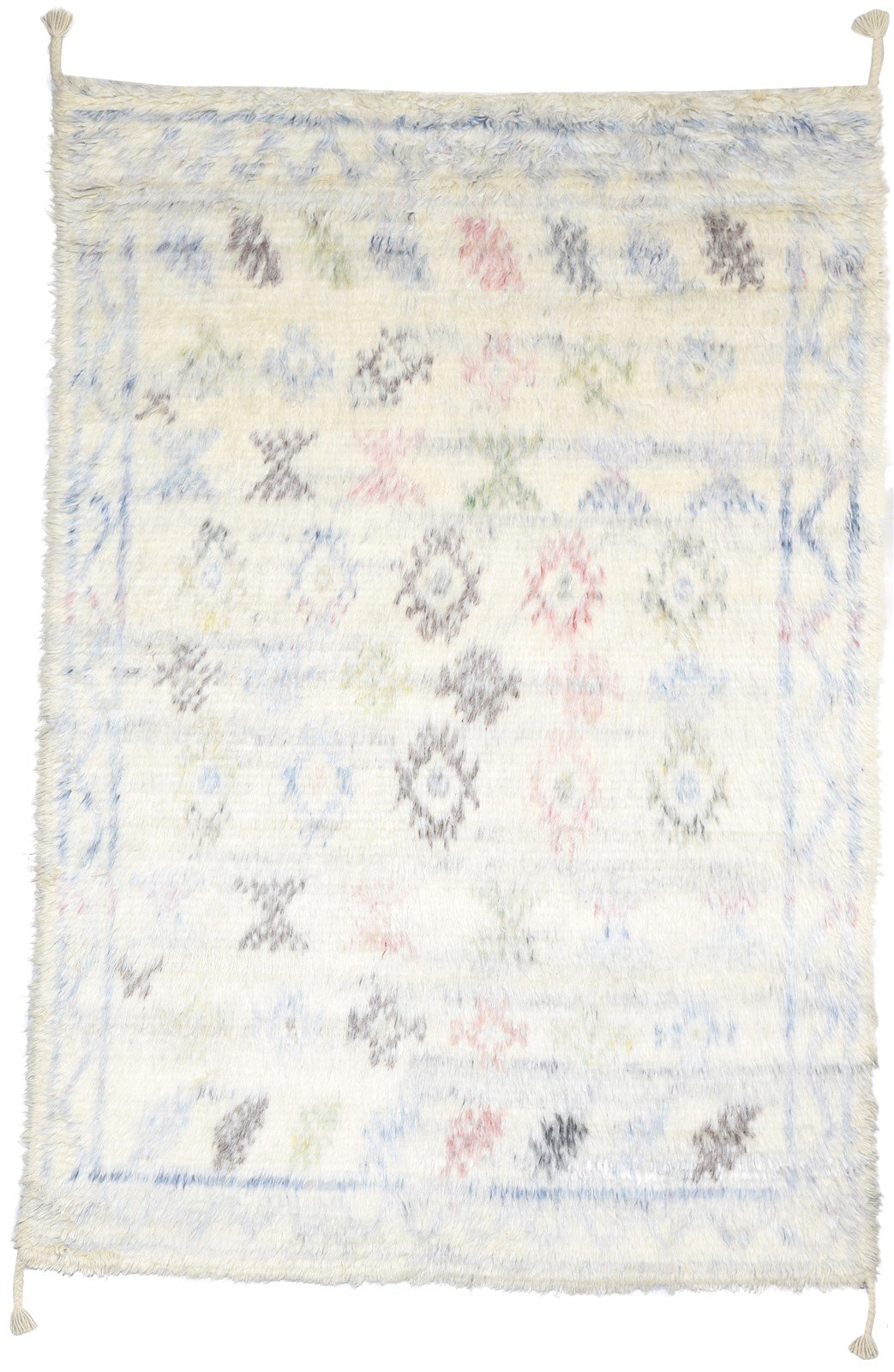 Wool Ivory Rug 5' X 7' Modern Hand Knotted Moroccan Geometric Room Size Carpet   7864151244949