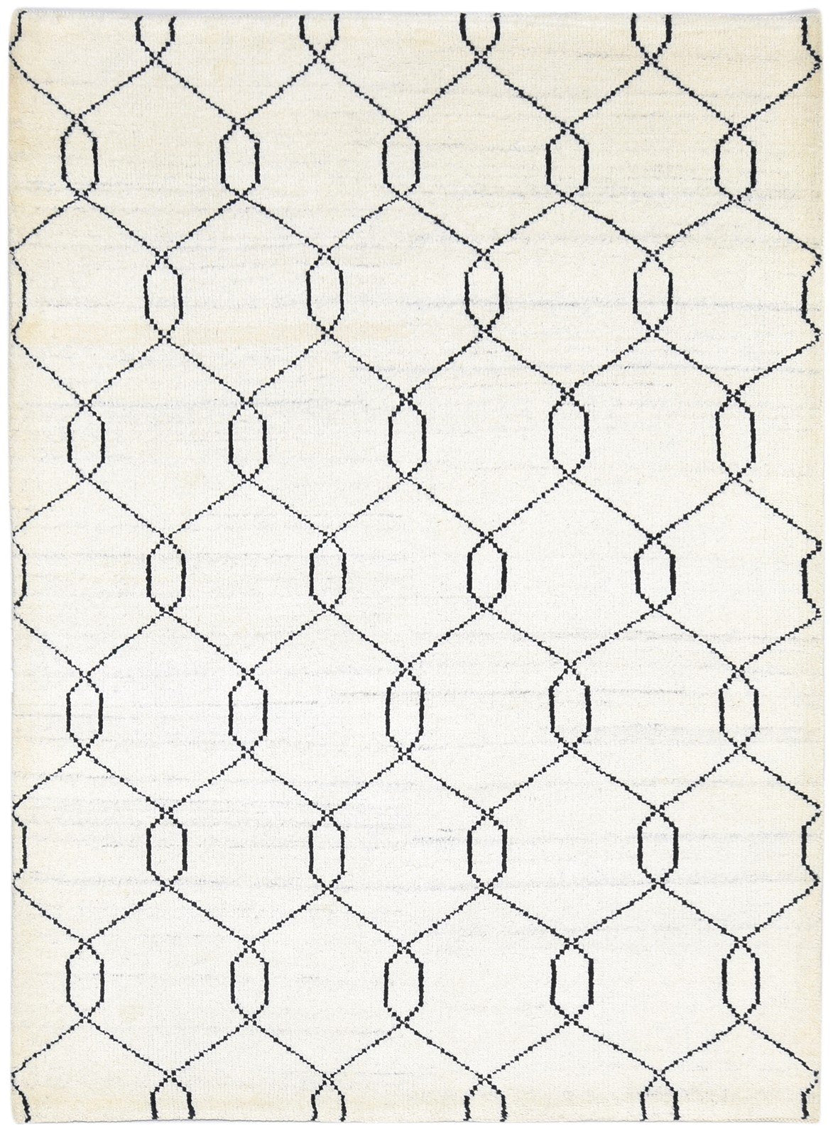 Wool Ivory Rug 5' X 7' Modern Hand Knotted Moroccan Trellis Room Size Carpet   7864417943701