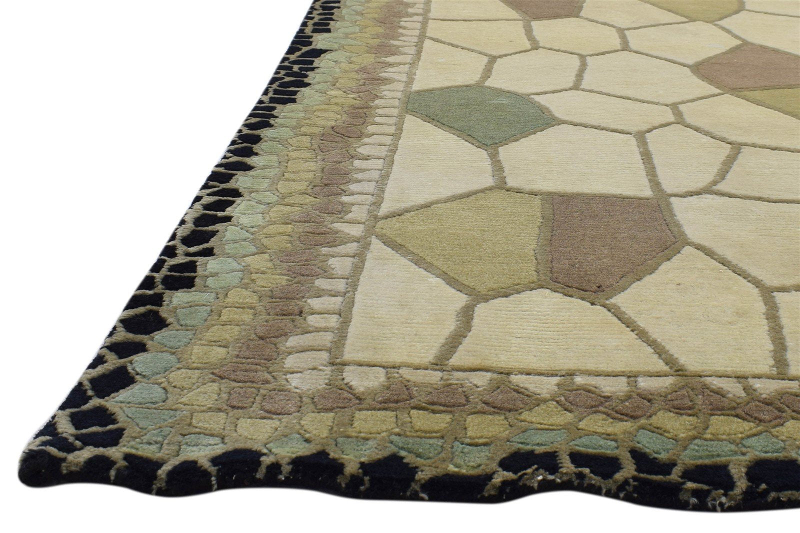 Wool Ivory Rug 5' X 8' Modern Hand Knotted Indian Abstract Room Size Carpet   7860692484245