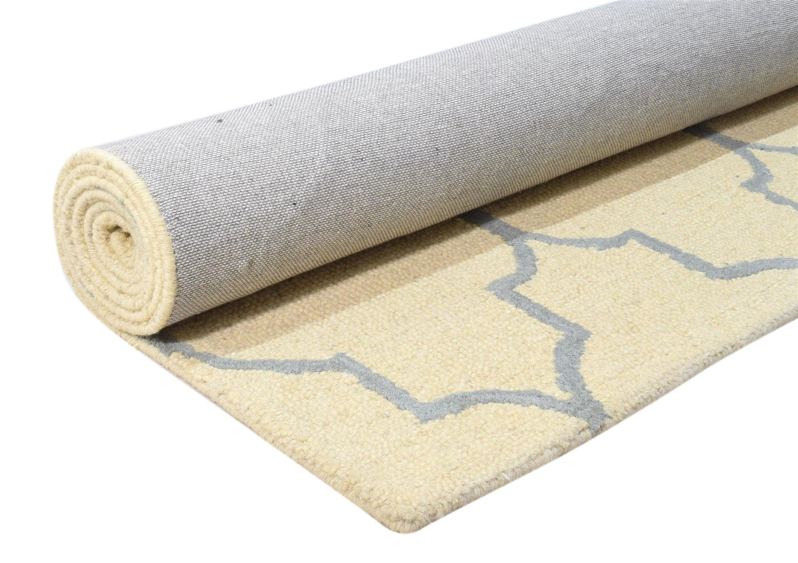 Wool Ivory Rug 5' X 8' Modern Hand Tufted Moroccan Trellis Room Size Carpet   7860685439125