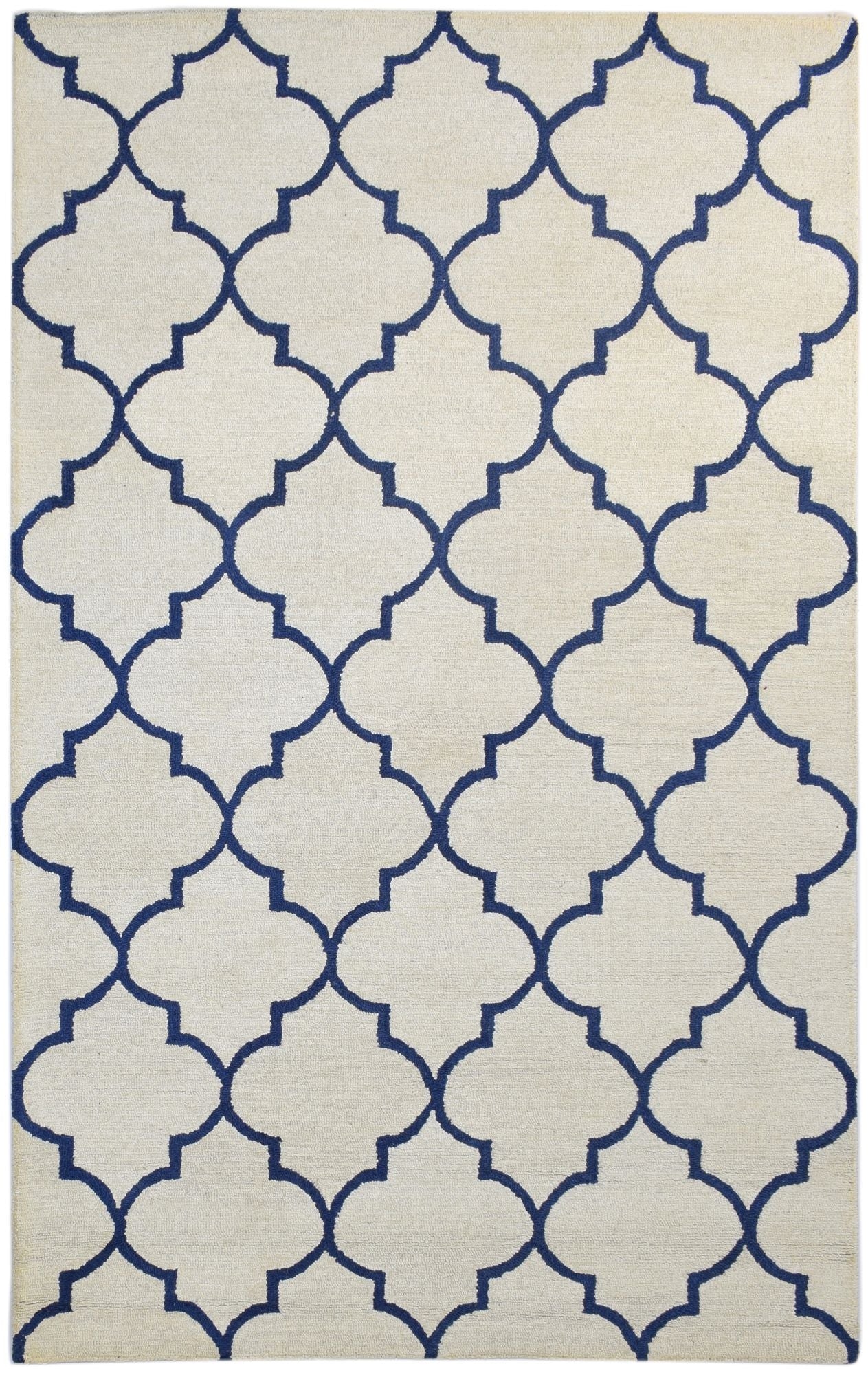 Wool Ivory Rug 5' X 8' Modern Hand Tufted Moroccan Trellis Room Size Carpet   7860687536277