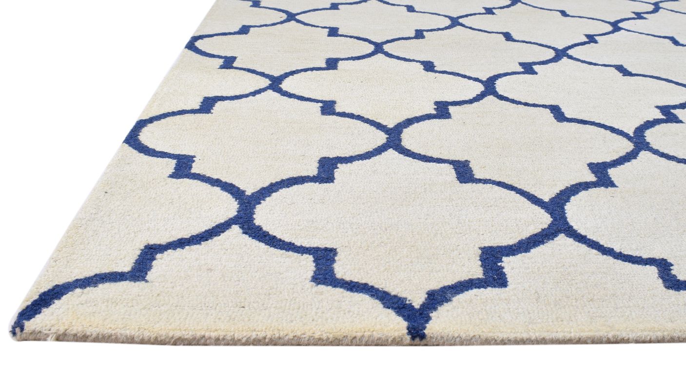 Wool Ivory Rug 5' X 8' Modern Hand Tufted Moroccan Trellis Room Size Carpet   7860687536277