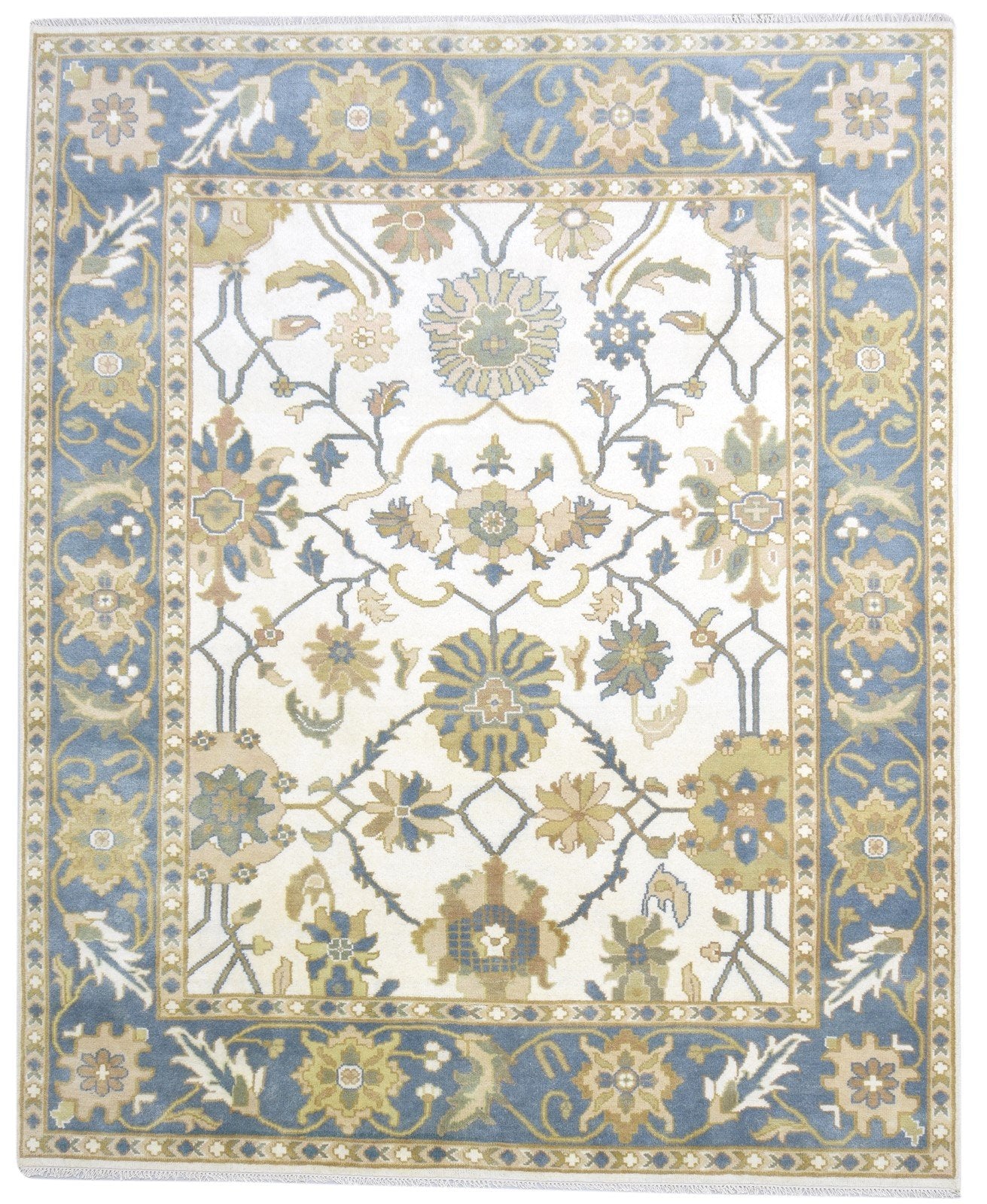 Wool Ivory Rug 8' X 10' Persian Hand Knotted Oushak Oriental Large Carpet   7864324358293