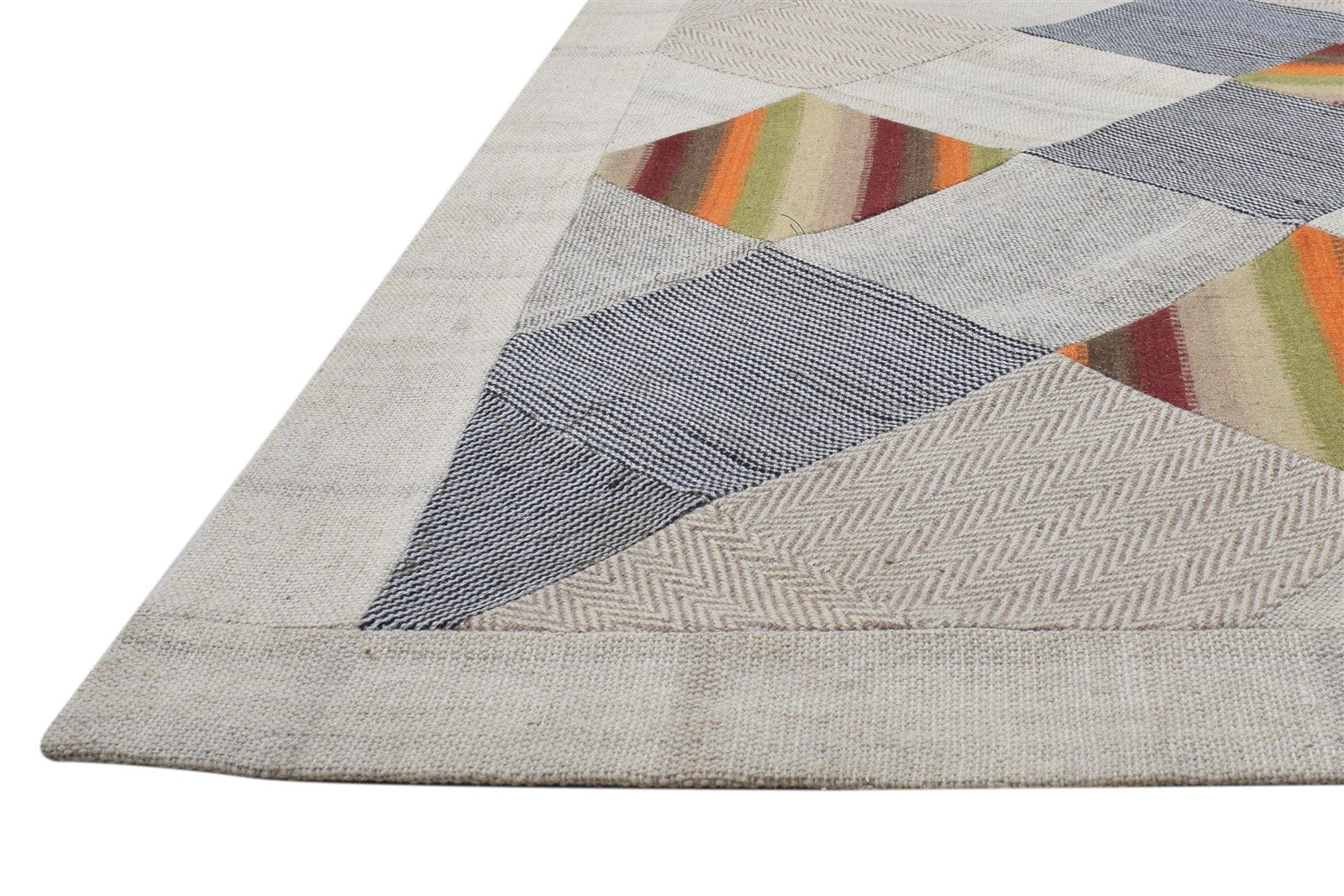 Wool Ivory Rug 8' X 11' Modern Hand Tufted Scandinavian Geometric Large Carpet   7864109400213