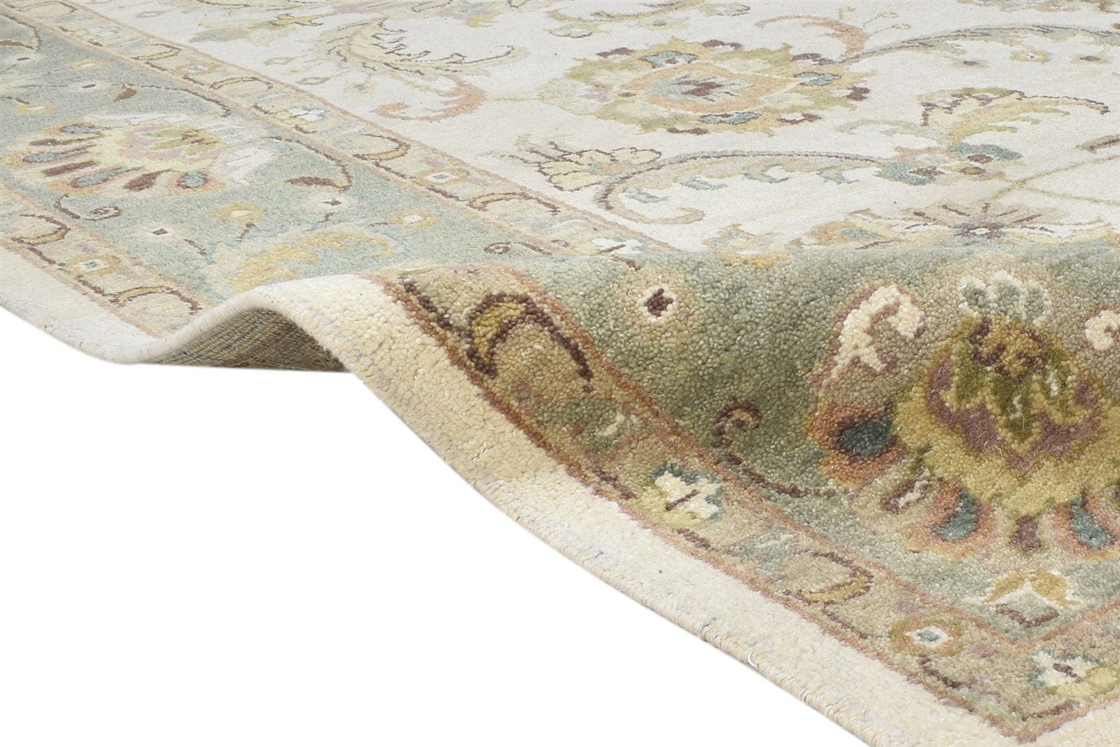Wool Ivory Rug 8' X 11' Persian Hand Knotted Oushak Oriental Large Carpet   7864495014037