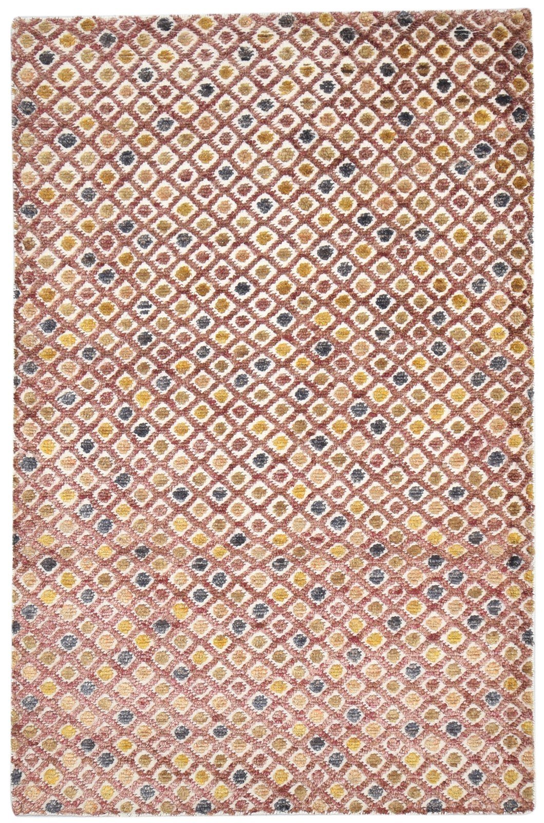 Wool / Jute Red Rug 5X8 Modern Hand Knotted Scandinavian Honeycomb Room Size   7864880595093