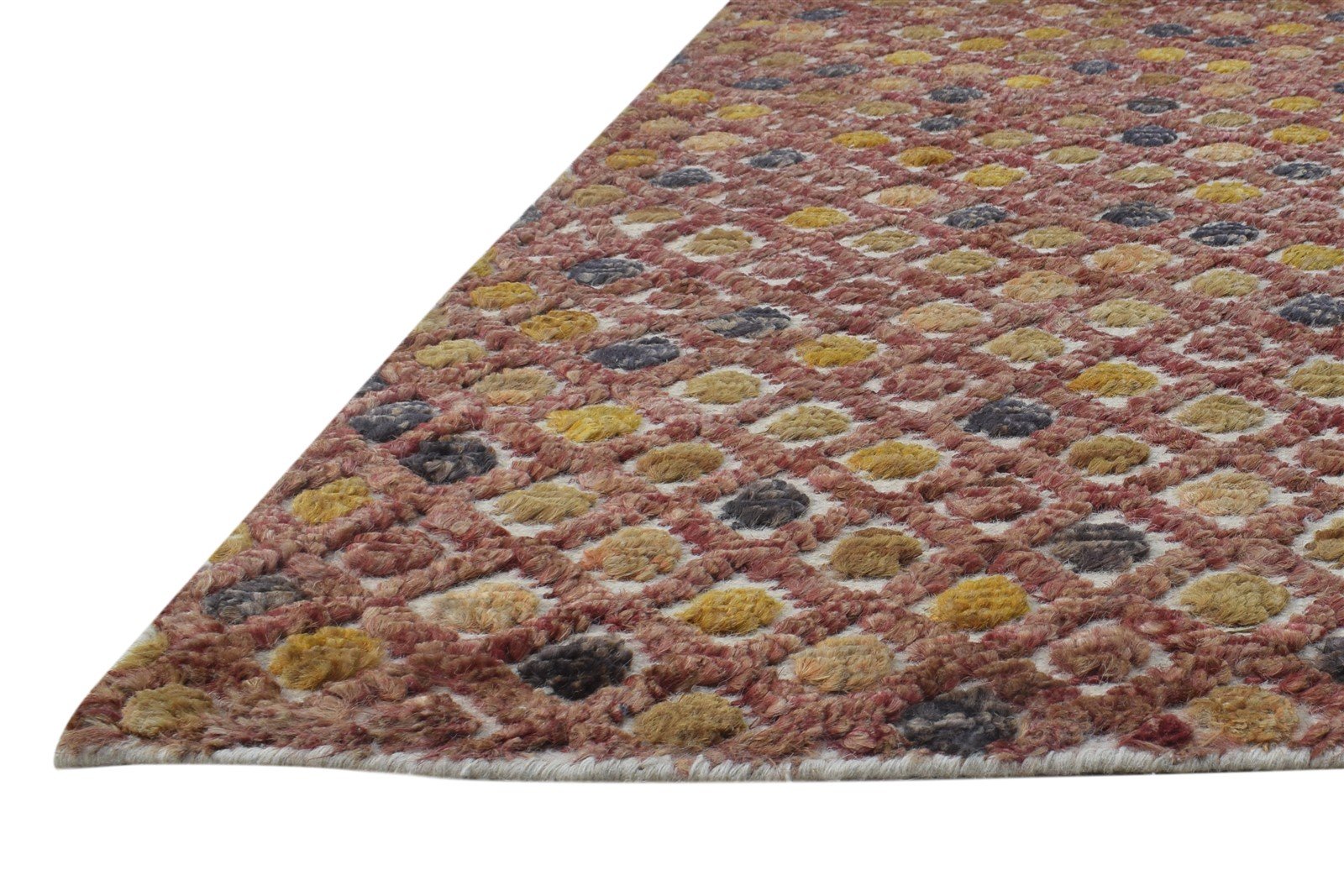 Wool / Jute Red Rug 5X8 Modern Hand Knotted Scandinavian Honeycomb Room Size   7864880595093