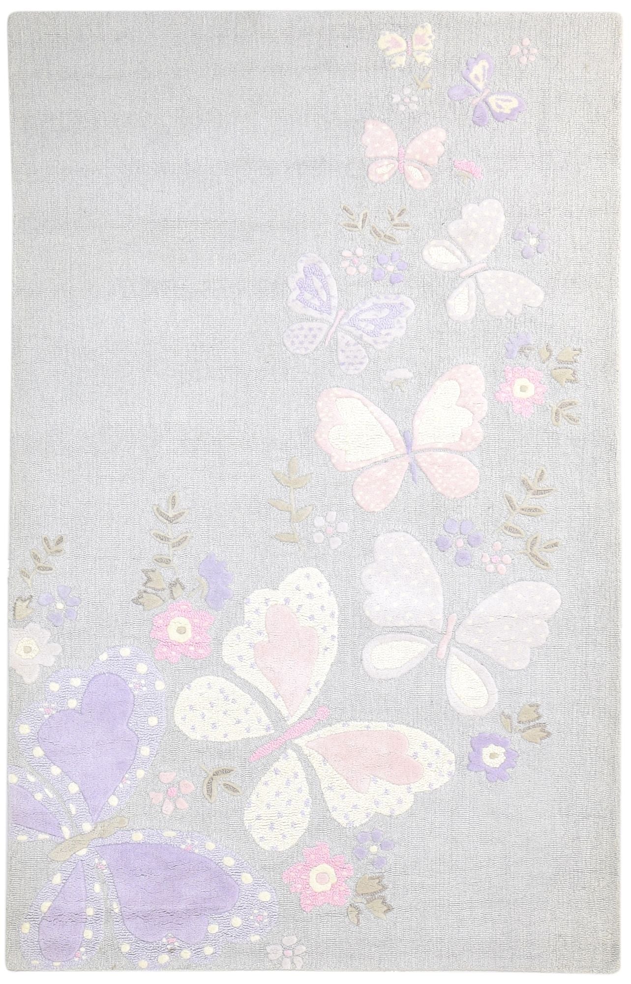 Wool Light Grey Rug 5' X 8' Modern Hand Tufted French Floral Room Size Carpet   7865055051925