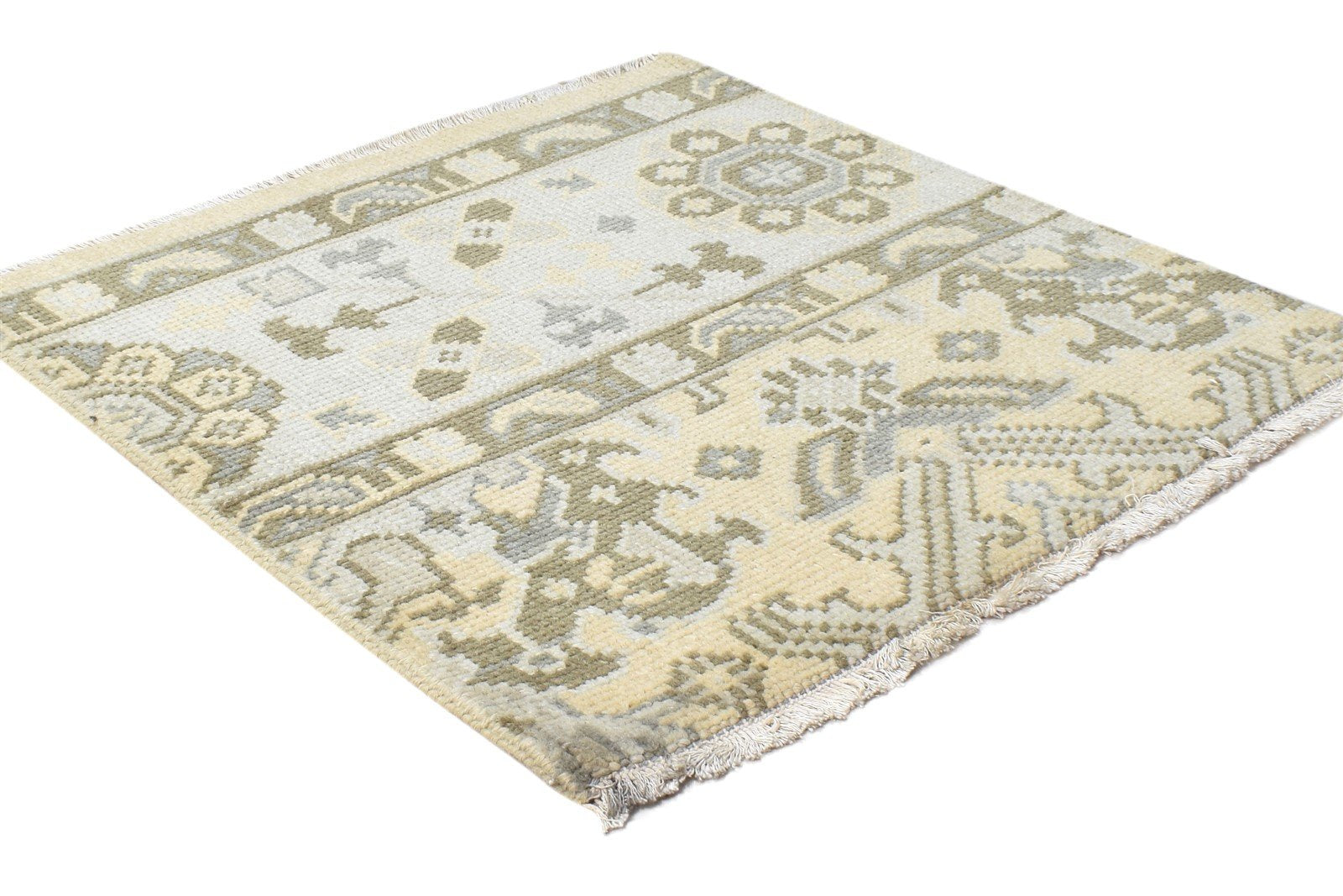 Teresita Wool Lime Rug 2' X 2' Persian Hand Knotted Kazak Oriental   7864928075925
