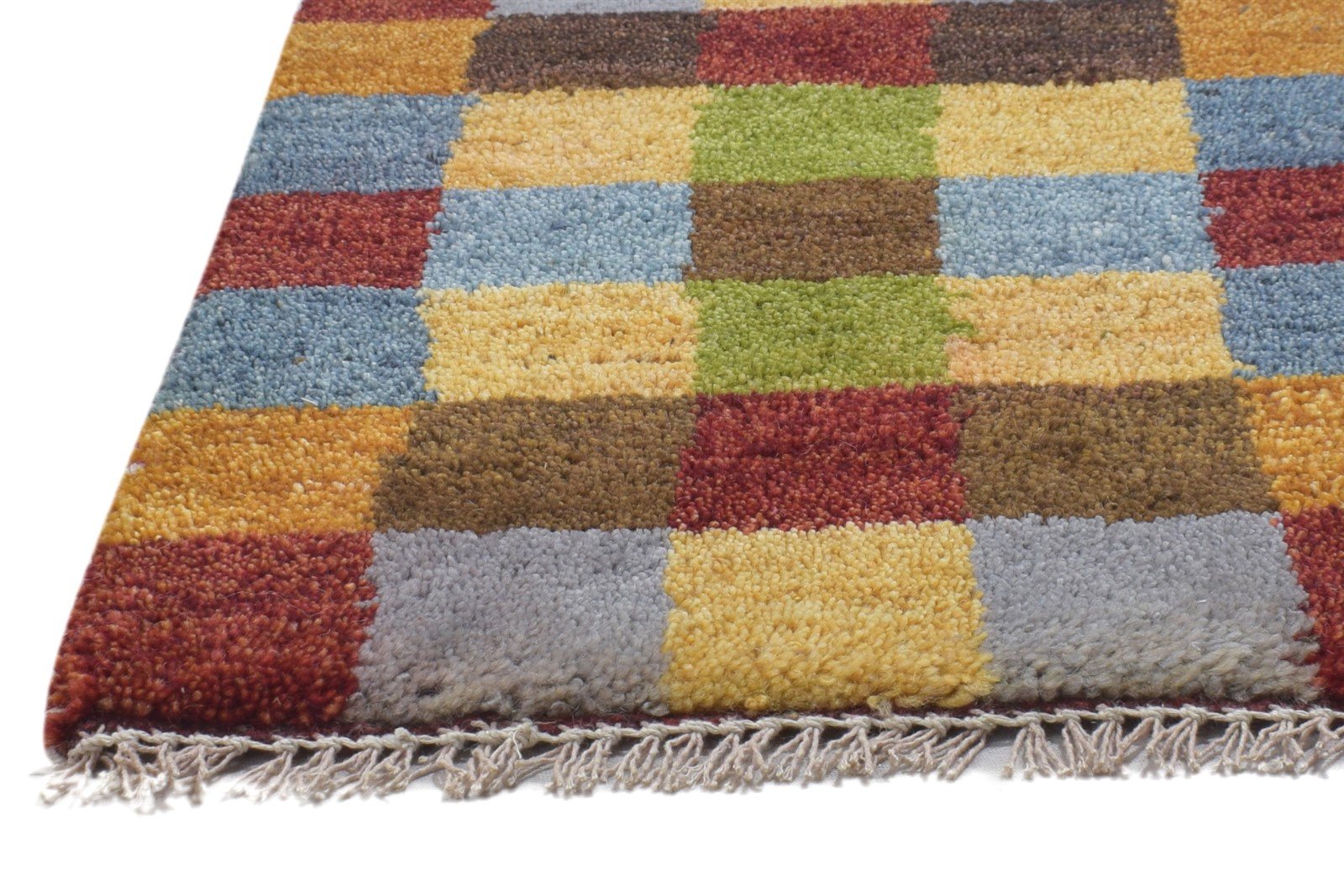Wool Multi Color Rug 1' X 2' Persian Hand Knotted Gabbeh Geometric Small Carpet   7864209965205