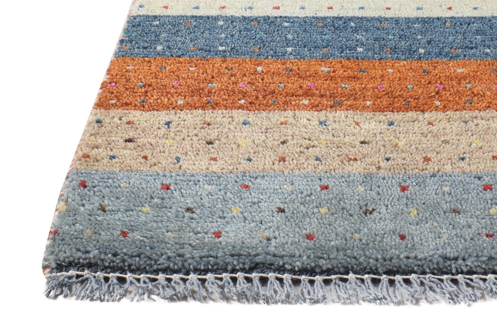 Wool Multi Color Rug 1X2 Southwestern Hand Knotted Gabbeh Striped Small Carpet   7865058066581