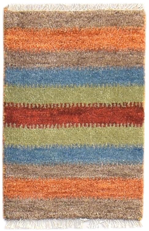 Wool Multi Color Rug 1X2 Southwestern Hand Knotted Gabbeh Striped Small Carpet   7865061114005
